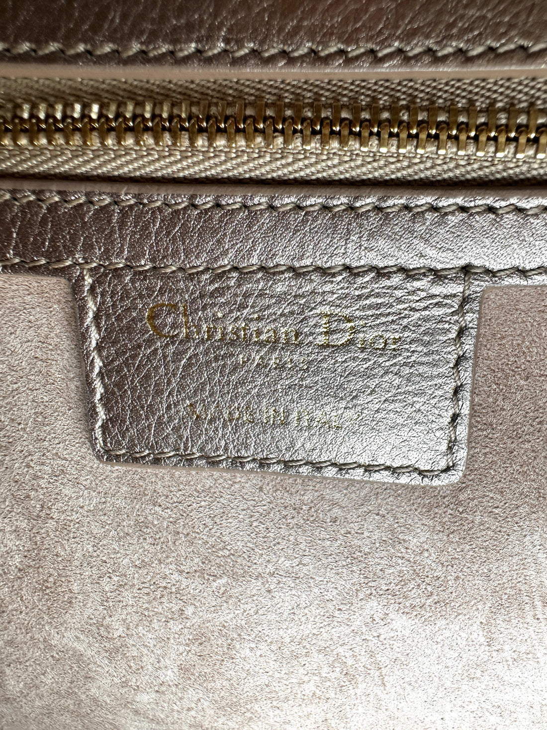 Christian Dior Lady Dior Metallic Gold Cannage Leather Handle Bag DR872