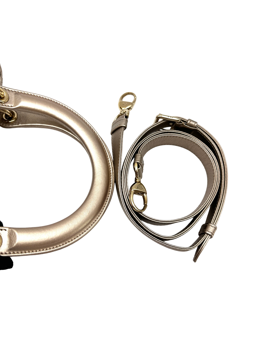 Christian Dior Lady Dior Metallic Gold Cannage Leather Handle Bag DR872