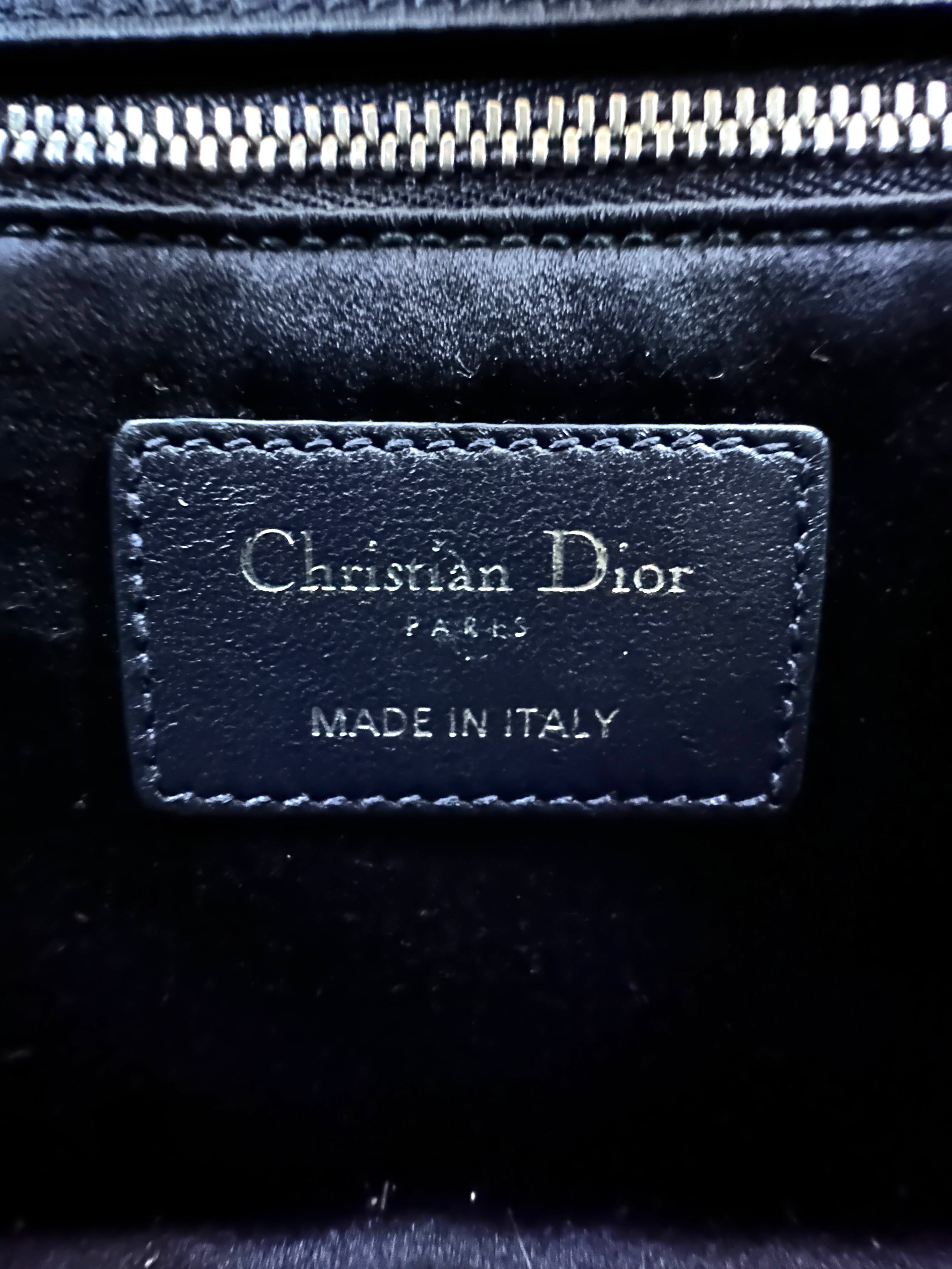 Christian Dior Lady Dior Black Satin Strass Cannage Leather Handle Bag DR873