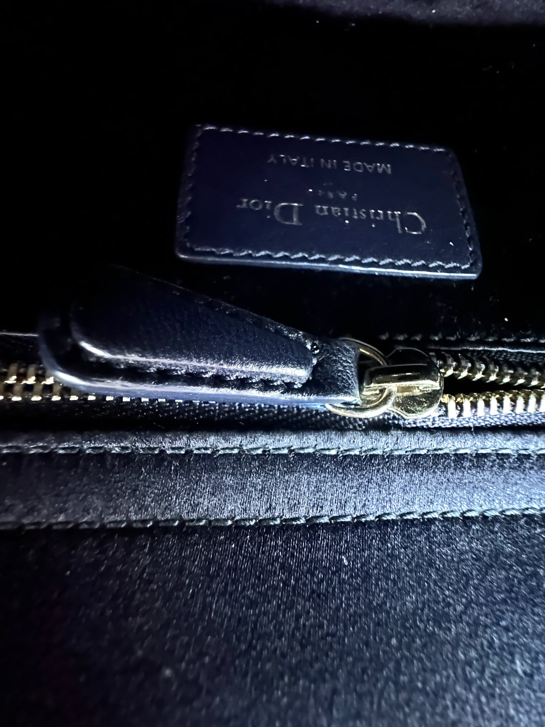 Christian Dior Lady Dior Black Satin Strass Cannage Leather Handle Bag DR873