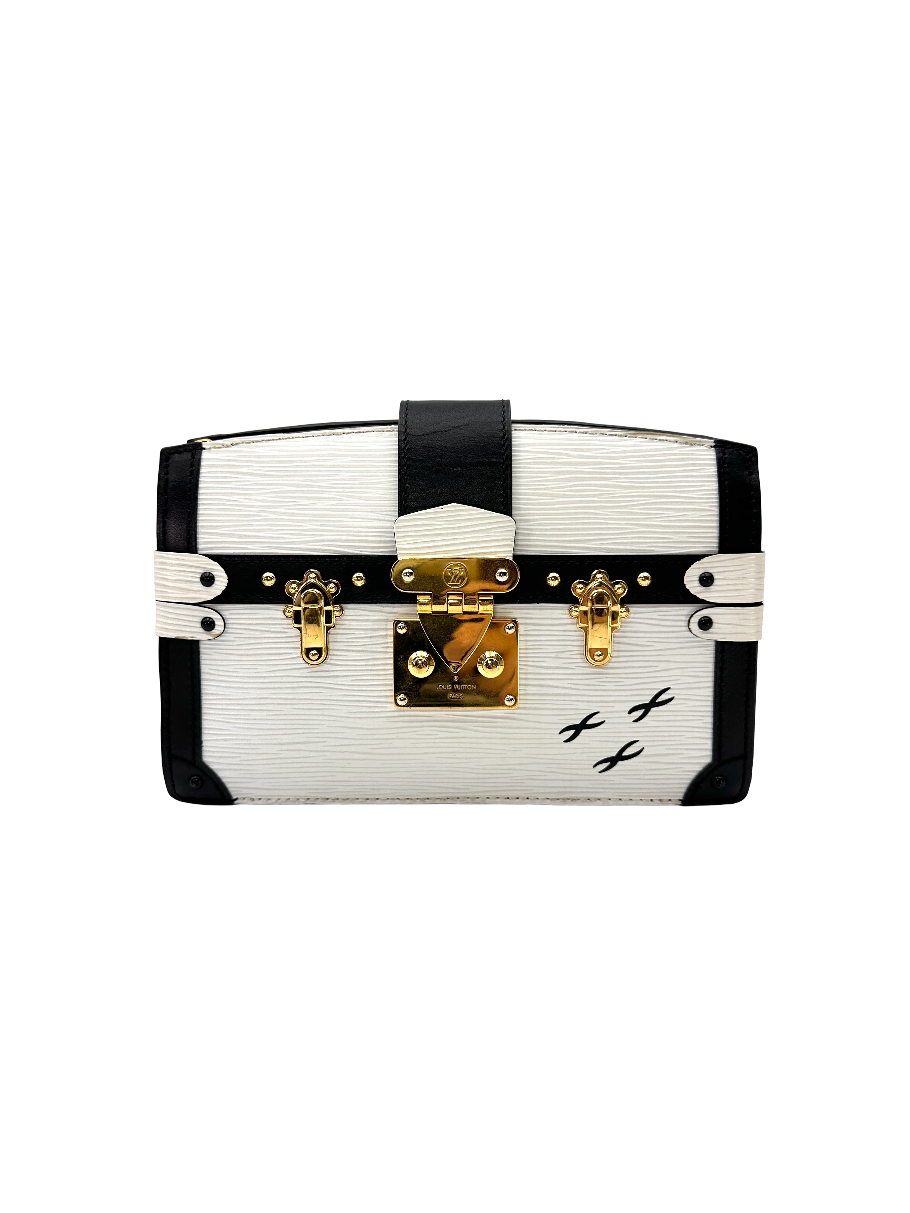 Louis Vuitton Trunk Clutch White/Black Epi Leather Bag LV3217