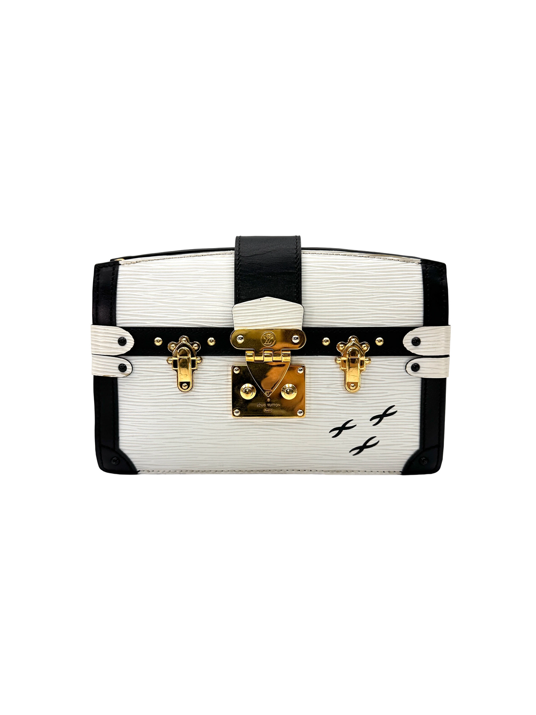 Louis Vuitton Trunk Clutch White/Black Epi Leather Bag LV3217