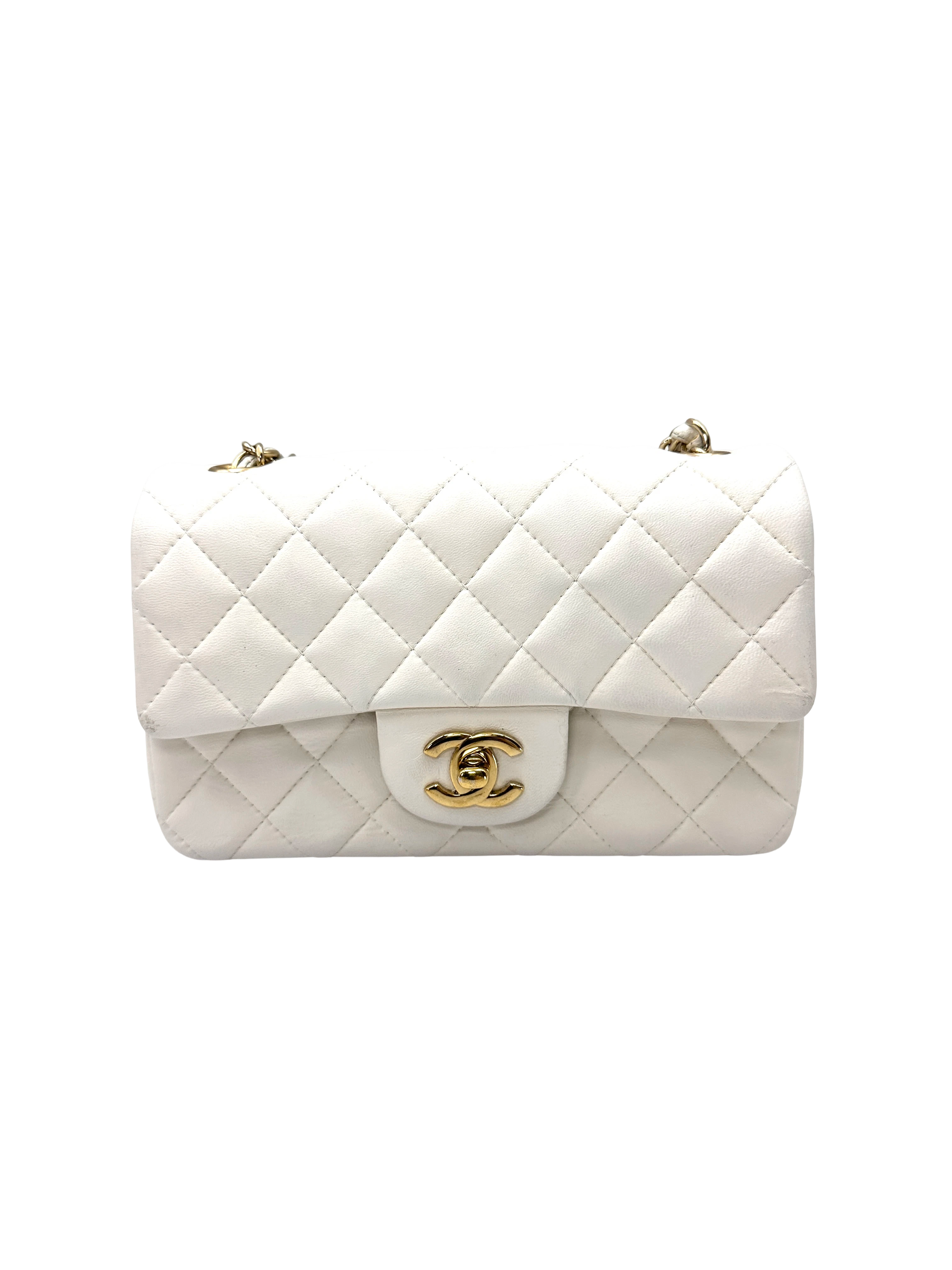 Chanel Classic Flap White Quilted Leather Mini Shoulder Bag(23***07) CC2442