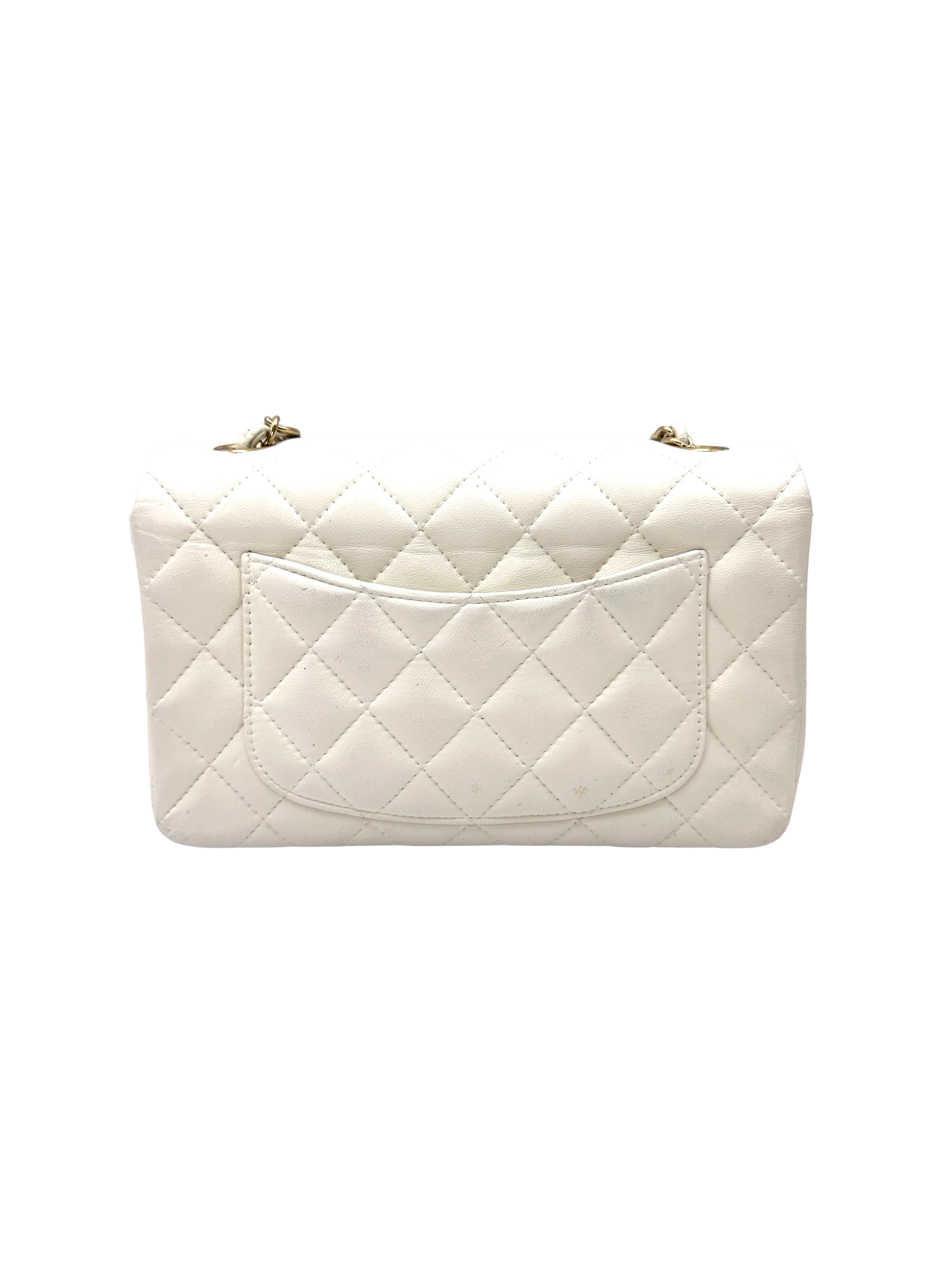 Chanel Classic Flap White Quilted Leather Mini Shoulder Bag(23***07) CC2442