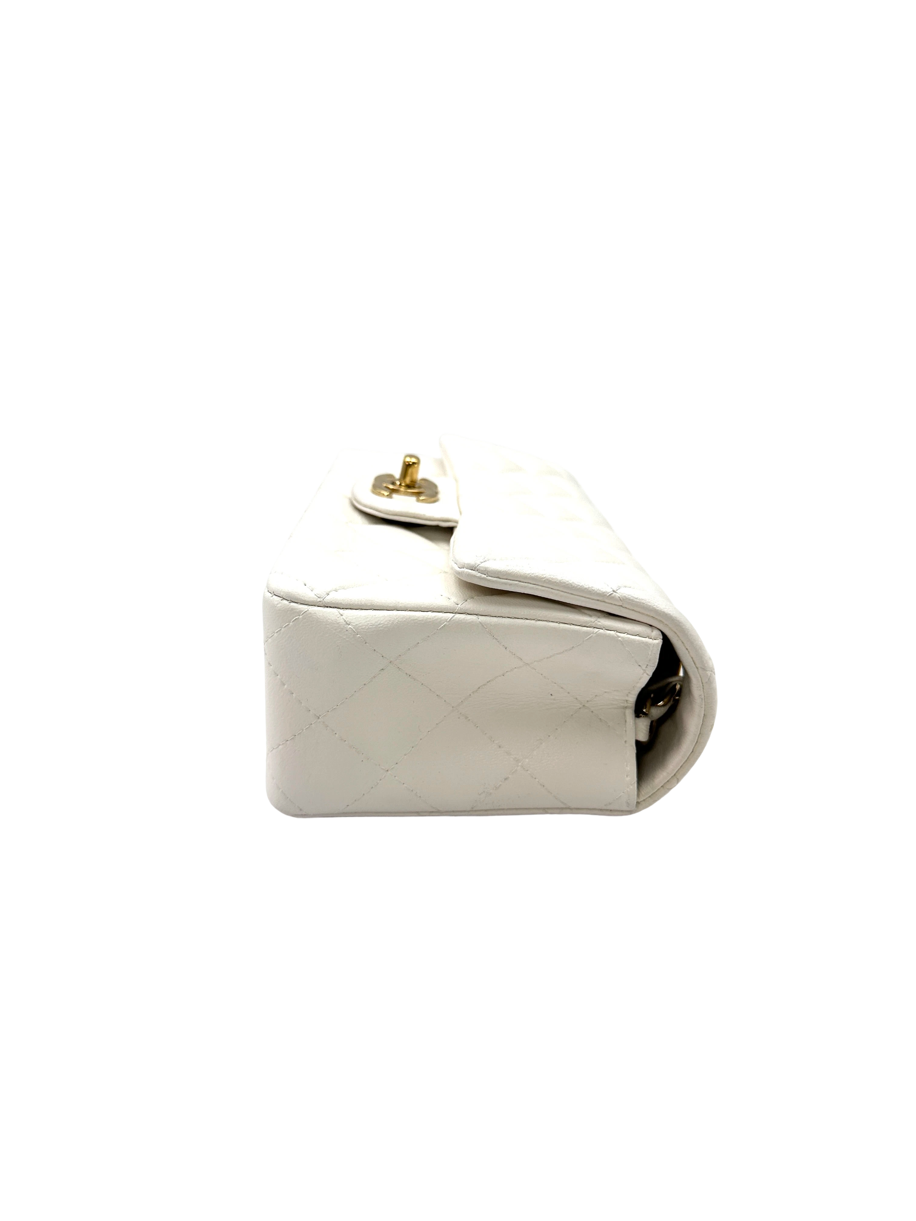 Chanel Classic Flap White Quilted Leather Mini Shoulder Bag(23***07) CC2442