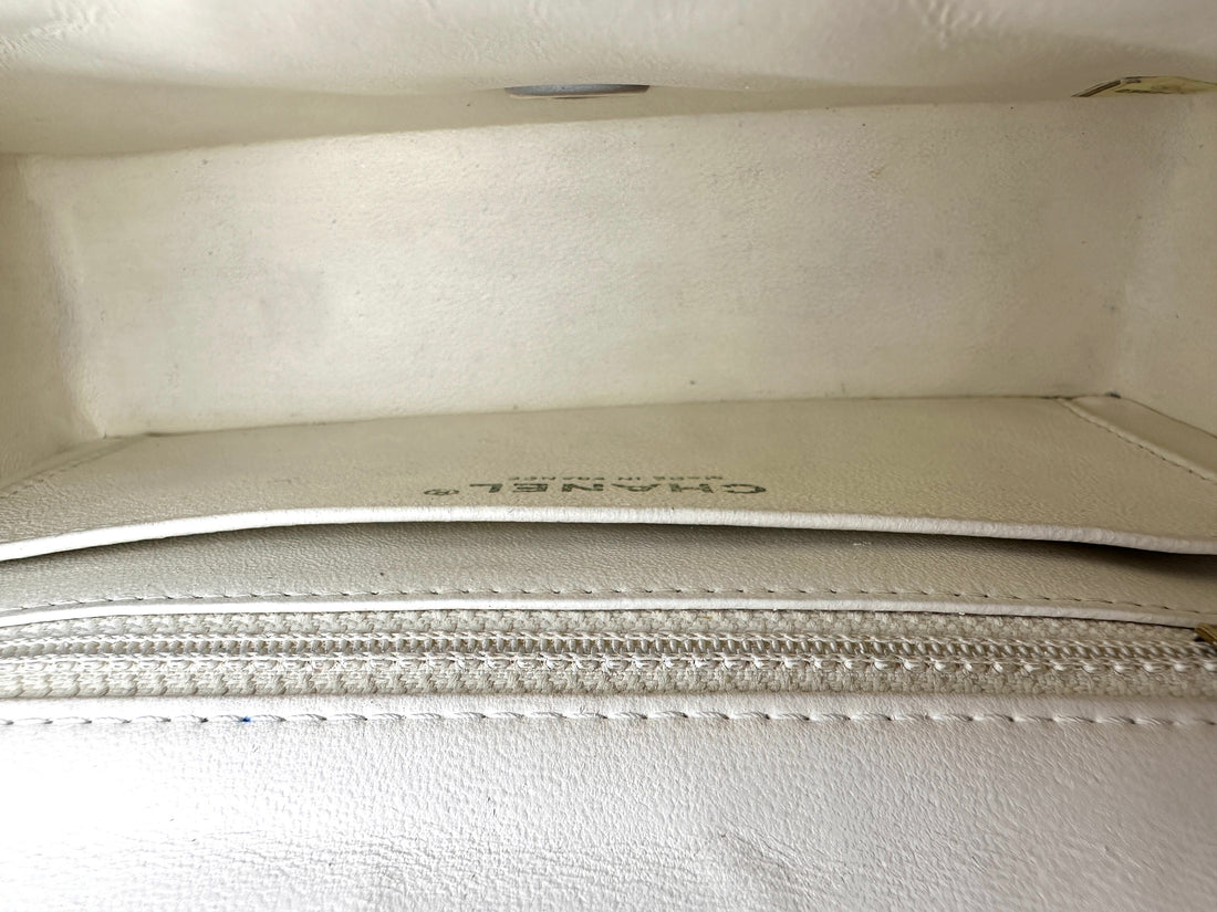 Chanel Classic Flap White Quilted Leather Mini Shoulder Bag(23***07) CC2442