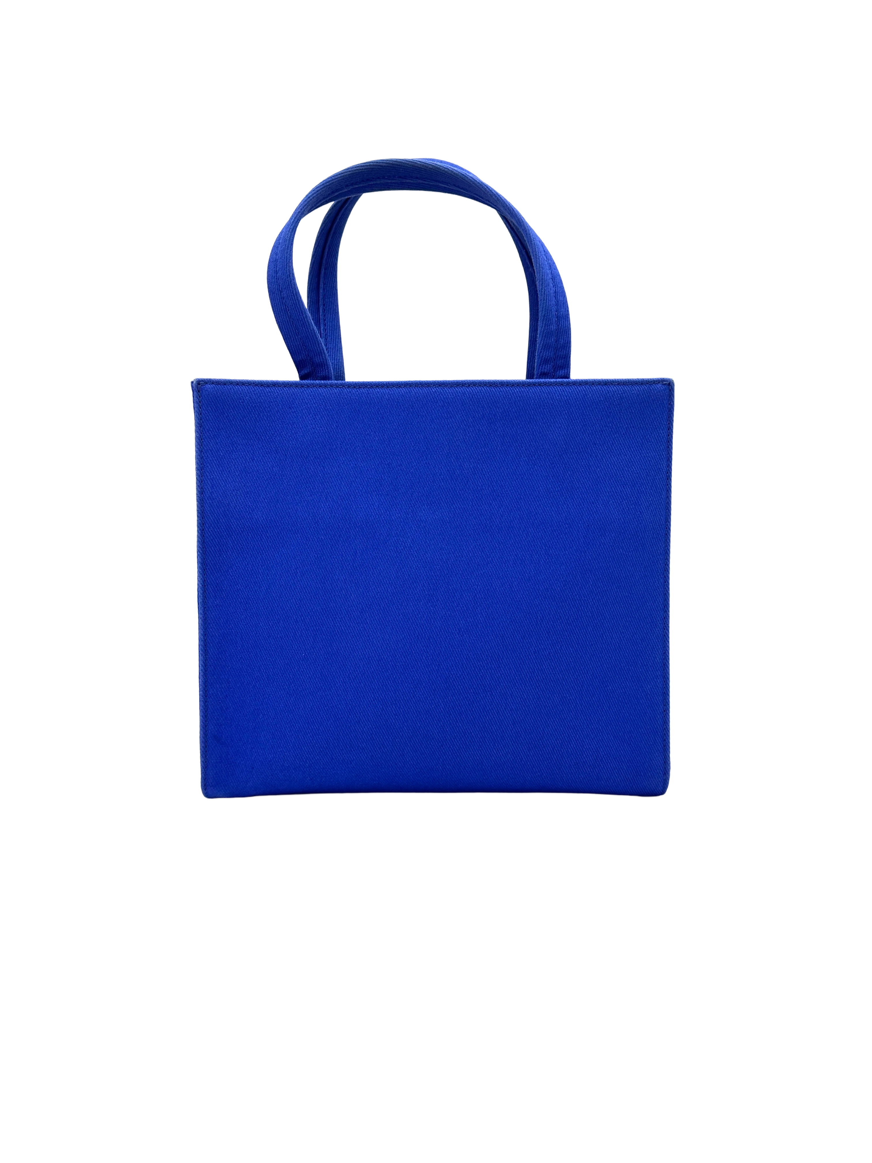 Prada Blue Canvas Embossed Triangle Logo Tote Bag PR535