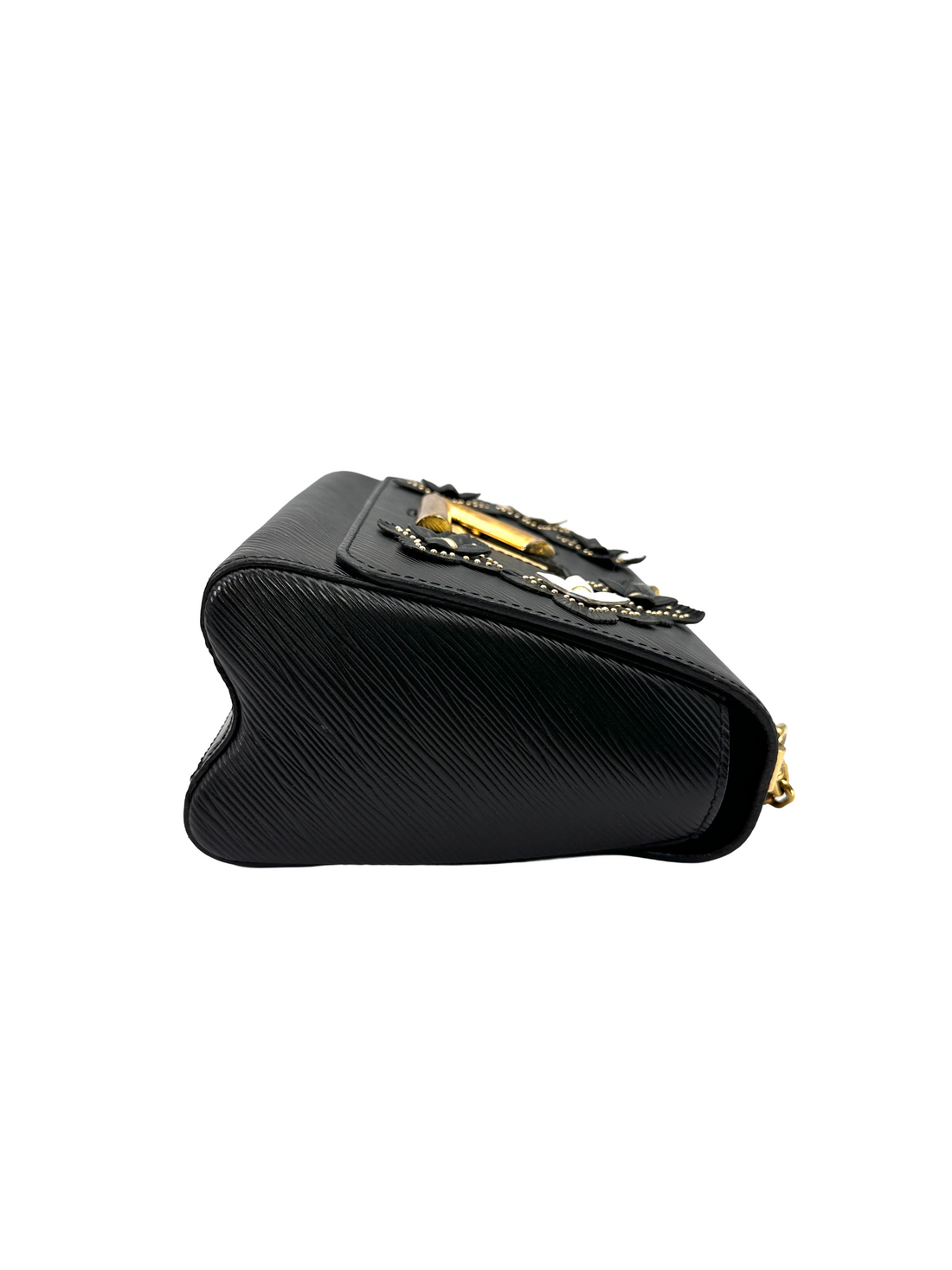 Louis Vuitton Twist Black Epi Leather Floral Studded Shoulder Bag LV3218