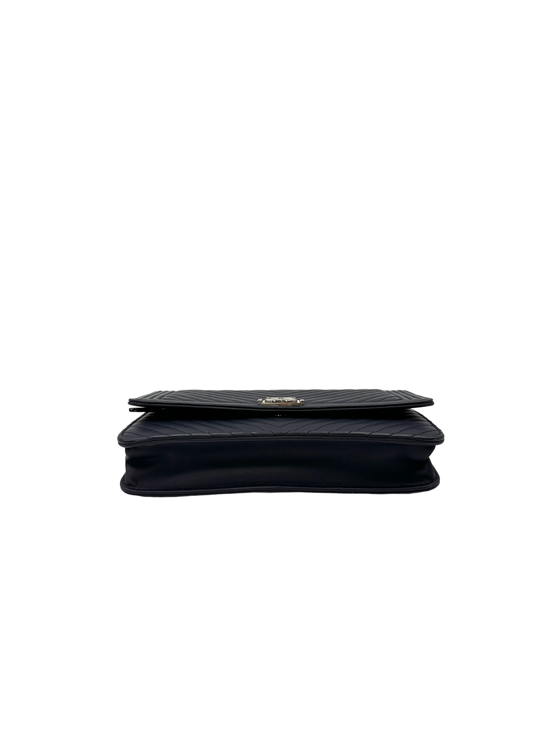 Chanel LeBoy Navy Chevron Quilted Leather Wallet On Chain(22***94) CC2448