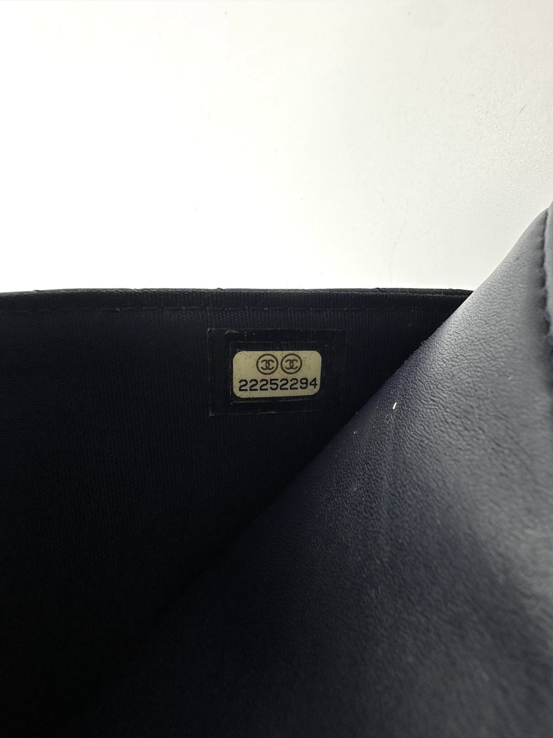 Chanel LeBoy Navy Chevron Quilted Leather Wallet On Chain(22***94) CC2448