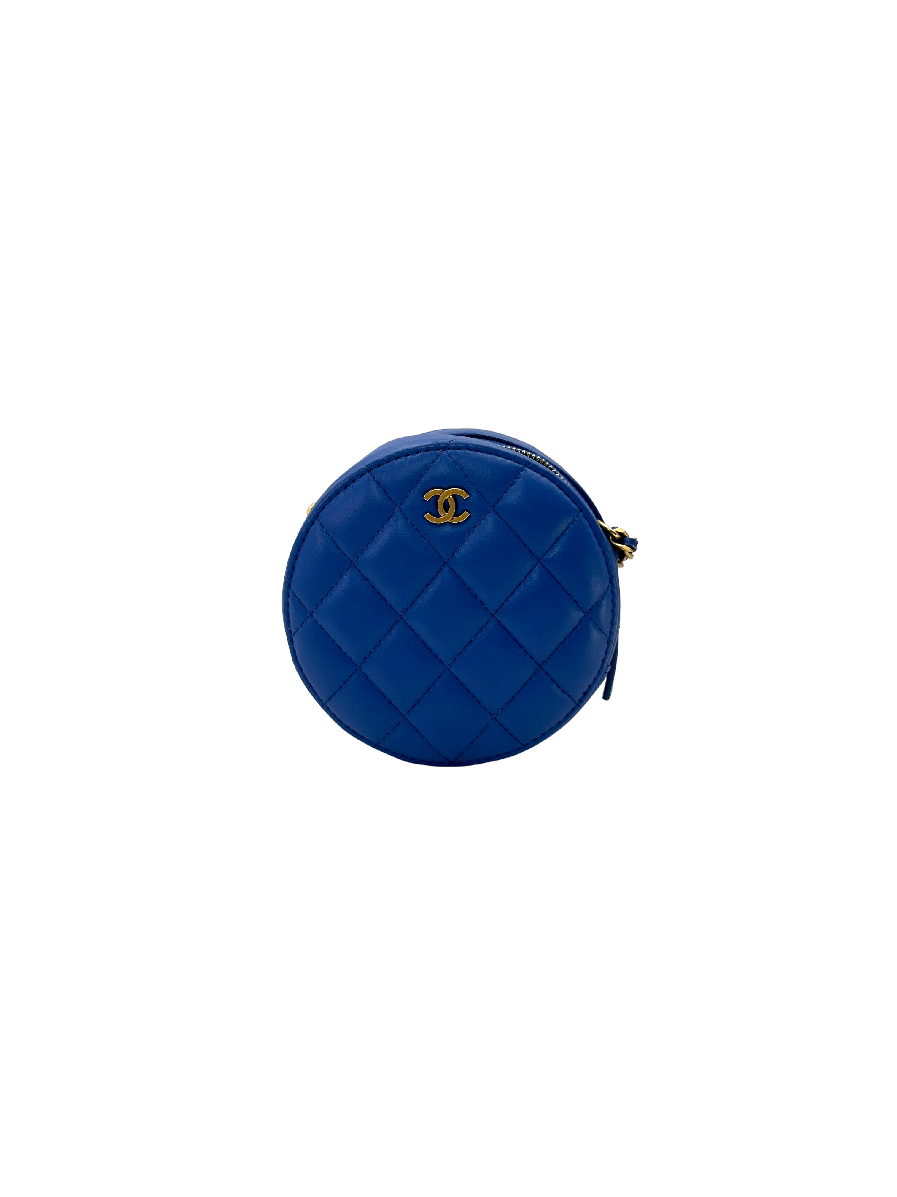 Chanel Blue Quilted Leather Round Clutch(27***43) CC2447