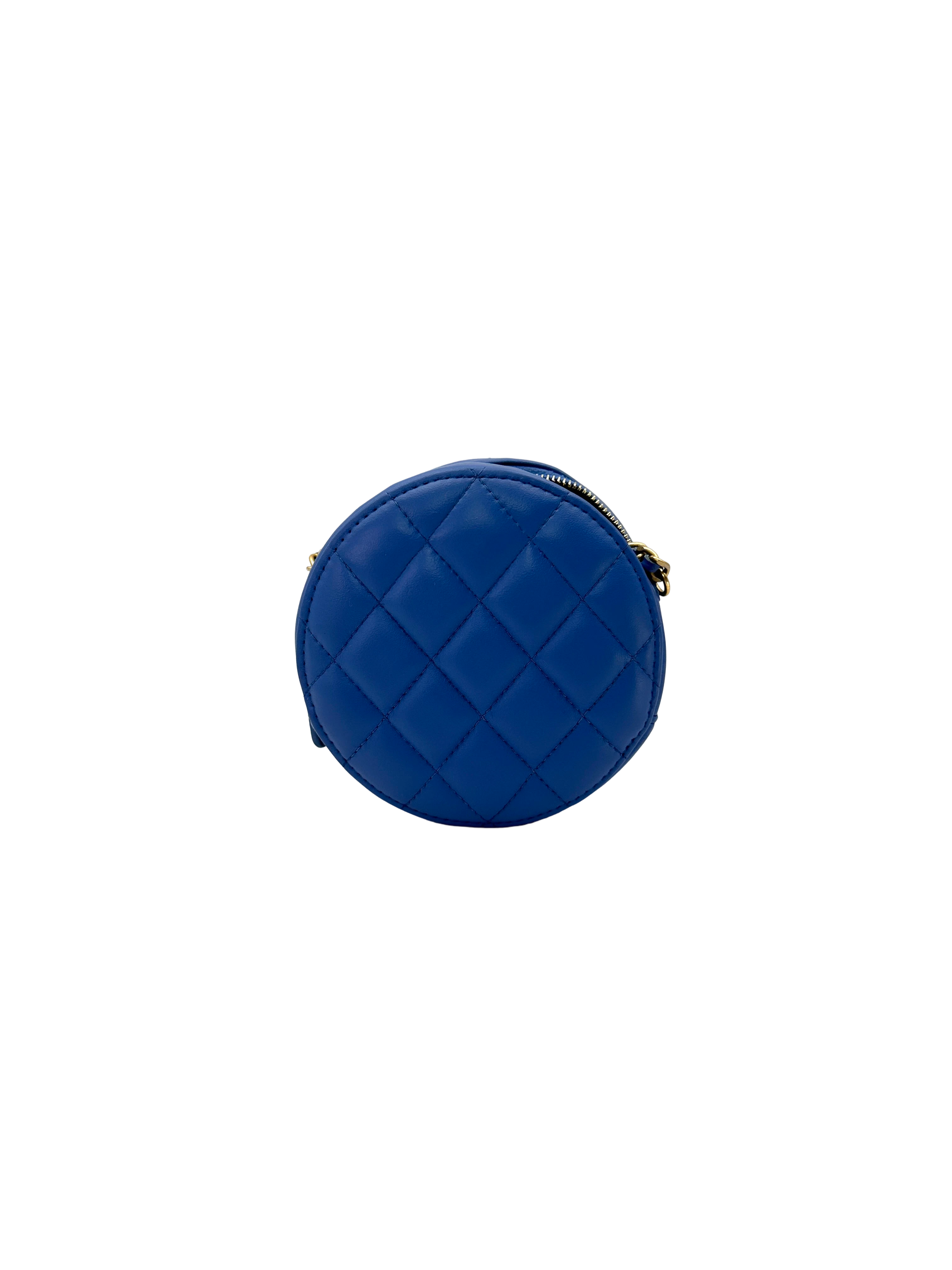 Chanel Blue Quilted Leather Round Clutch(27***43) CC2447