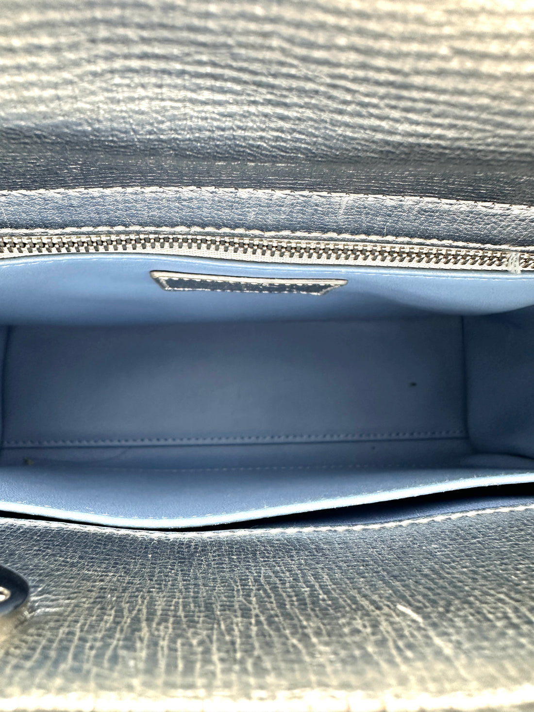 Christian Dior Lady Dior Metallic Silver Leather Handle Bag DR874