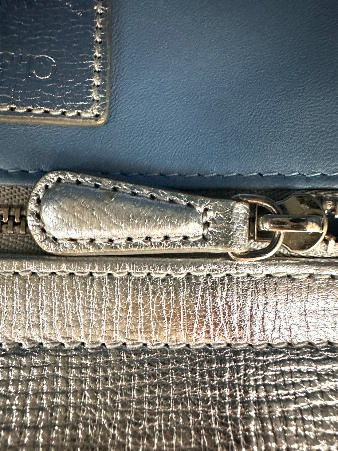 Christian Dior Lady Dior Metallic Silver Leather Handle Bag DR874