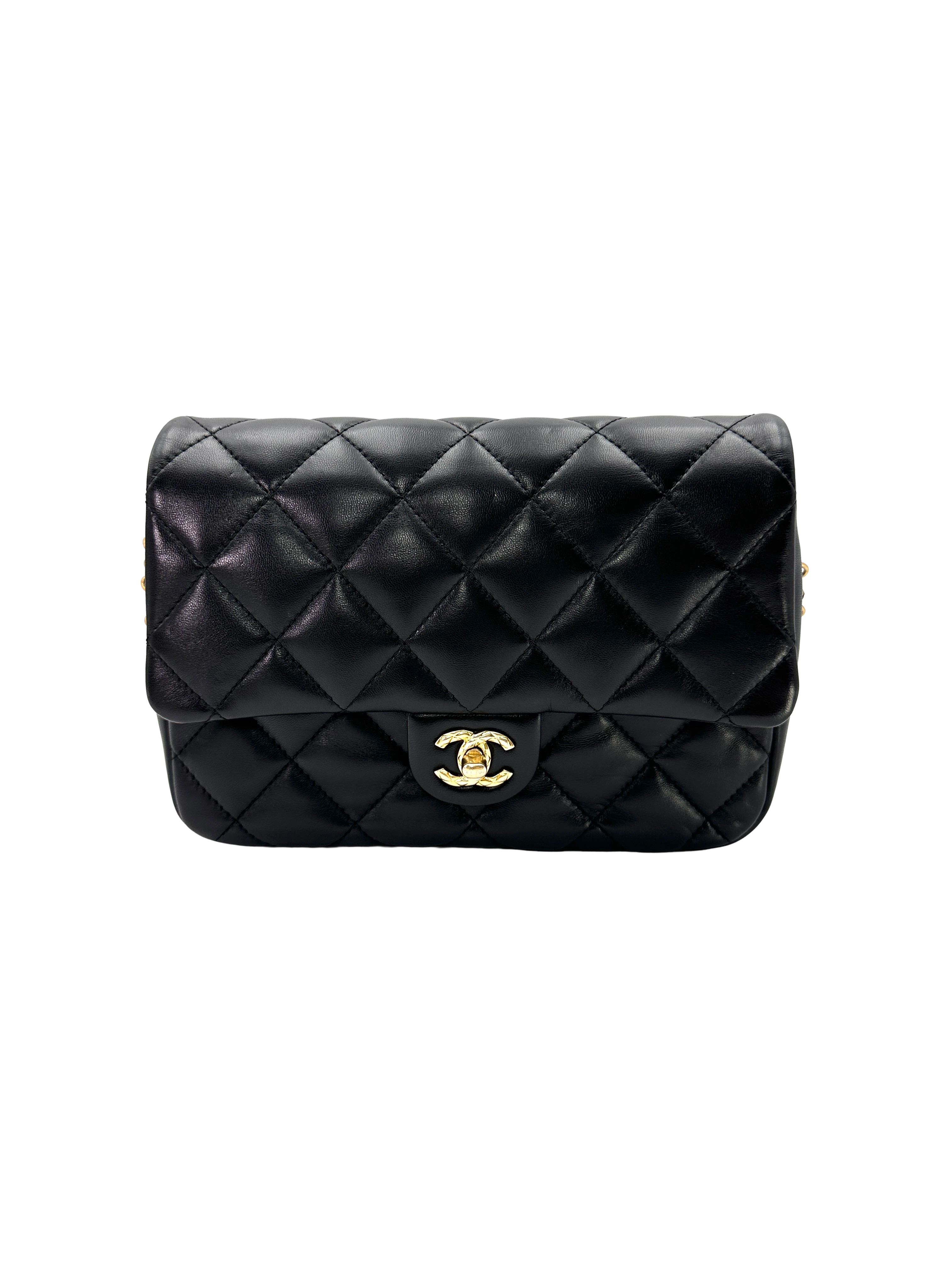 Chanel Classic Flap Black Quilted Leather Mini Shoulder Bag(K7***3G) CC2451