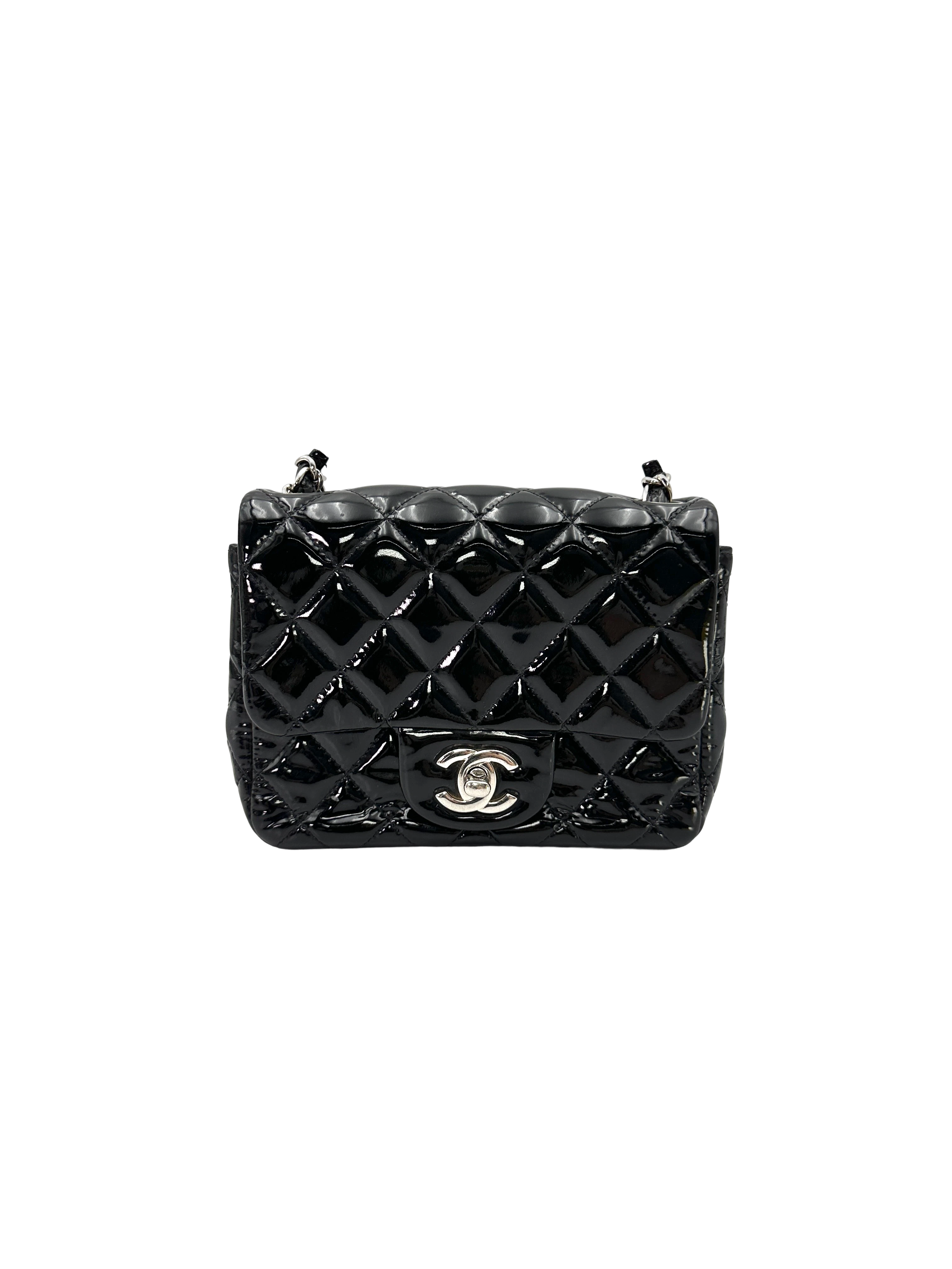 Chanel Classic Flap Black Quilted Patent Leather Mini Shoulder Bag(19***43) CC2459