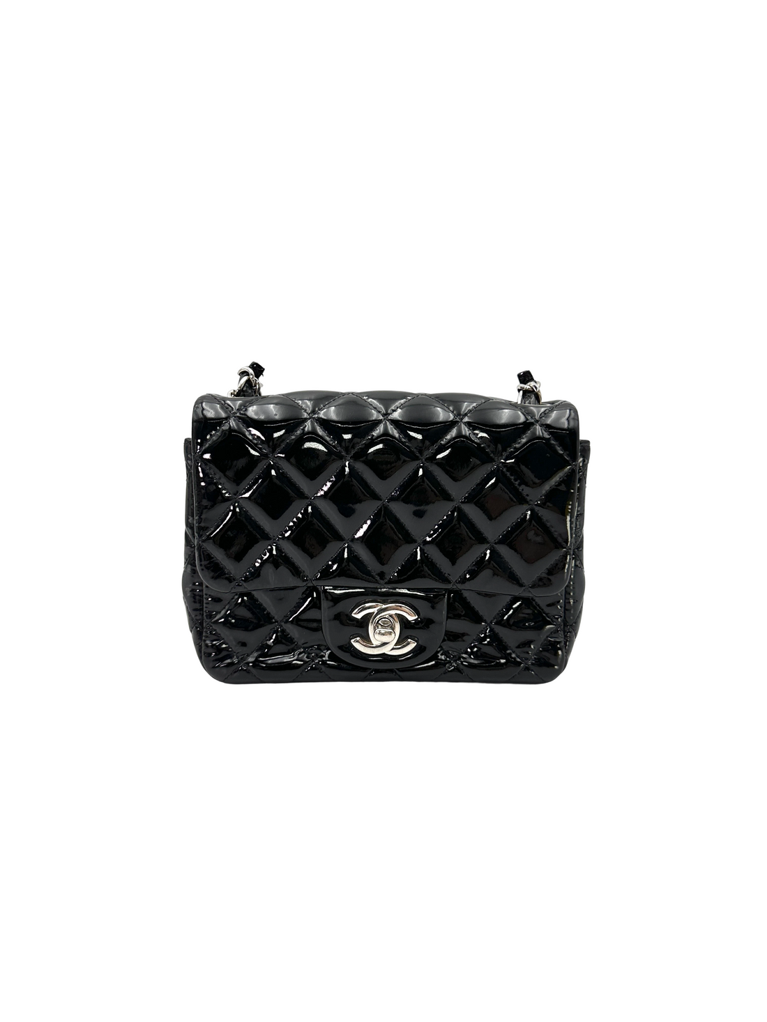 Chanel Classic Flap Black Quilted Patent Leather Mini Shoulder Bag(19***43) CC2459