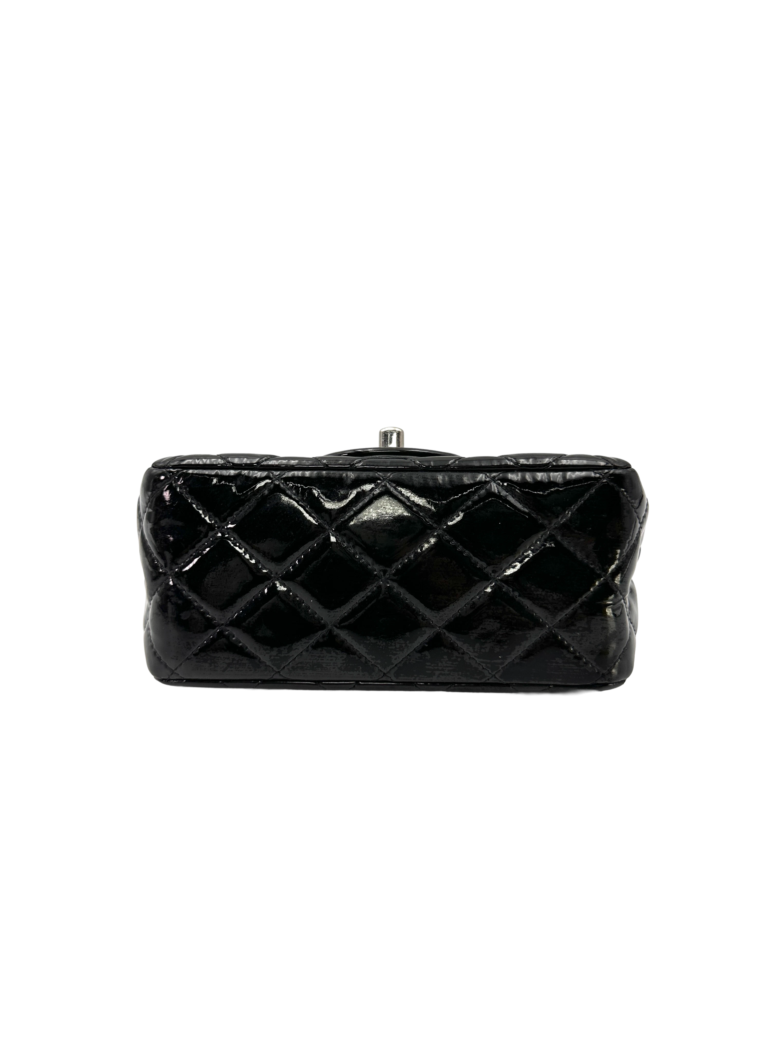 Chanel Classic Flap Black Quilted Patent Leather Mini Shoulder Bag(19***43) CC2459
