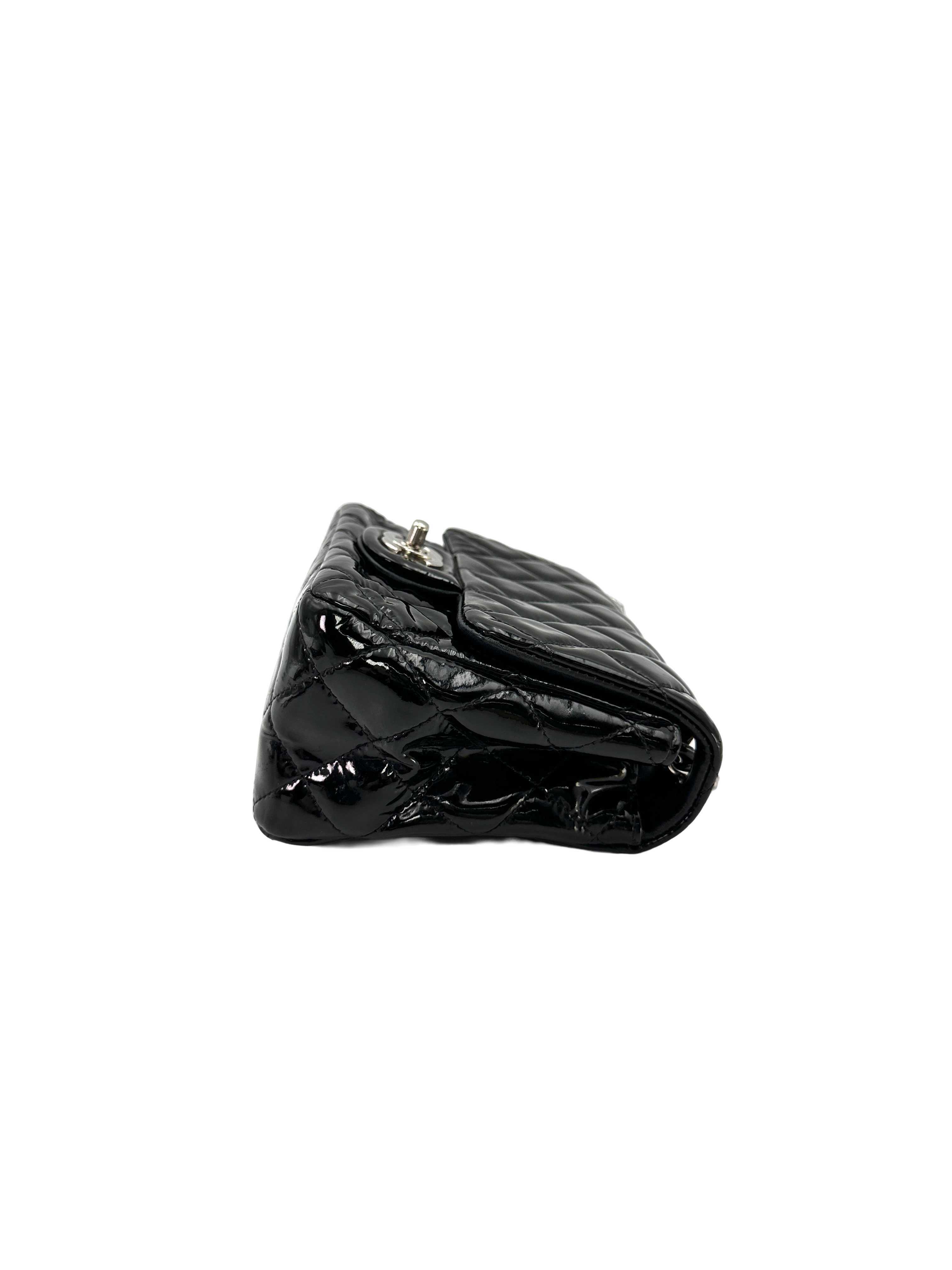Chanel Classic Flap Black Quilted Patent Leather Mini Shoulder Bag(19***43) CC2459