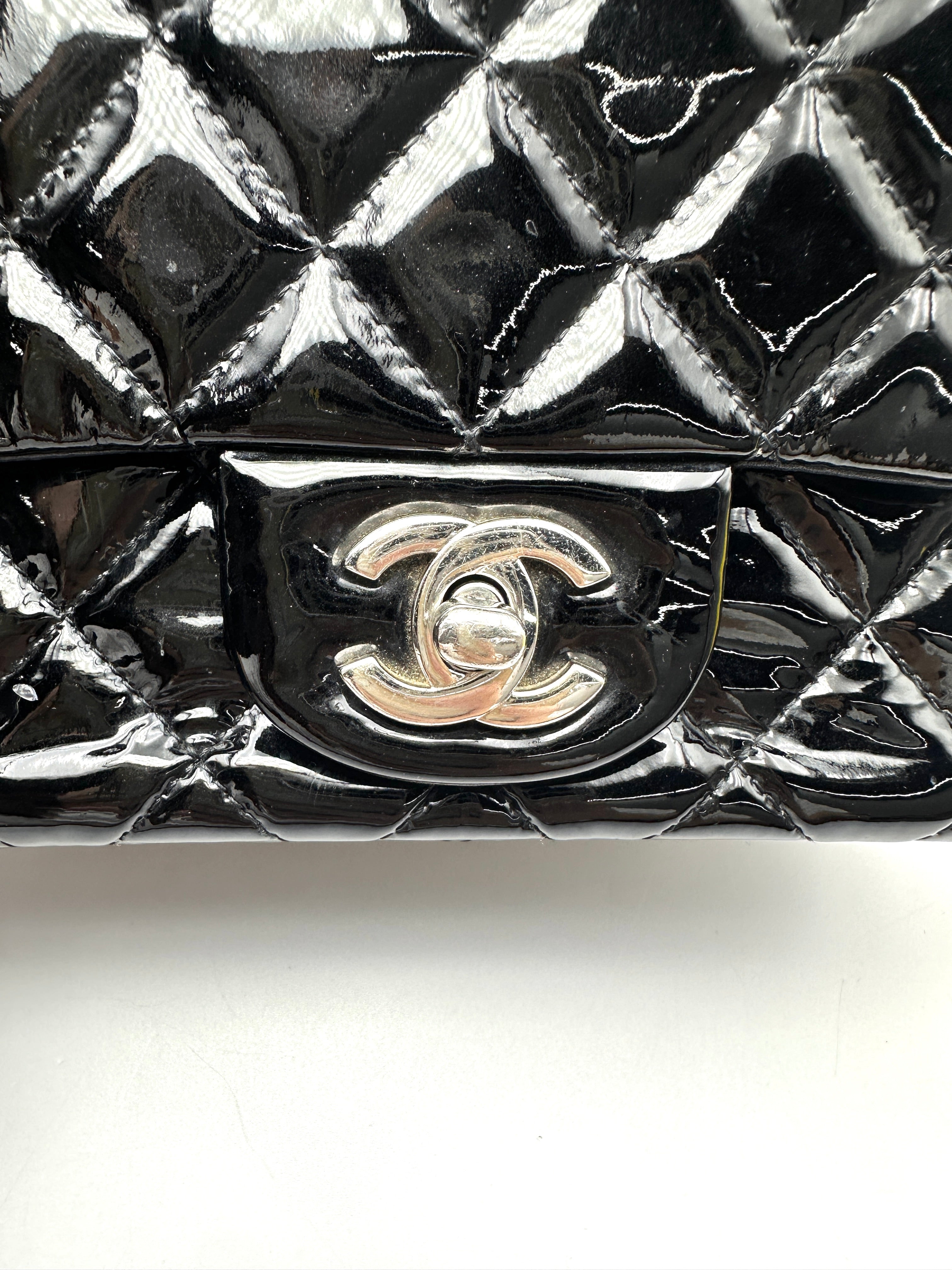 Chanel Classic Flap Black Quilted Patent Leather Mini Shoulder Bag(19***43) CC2459