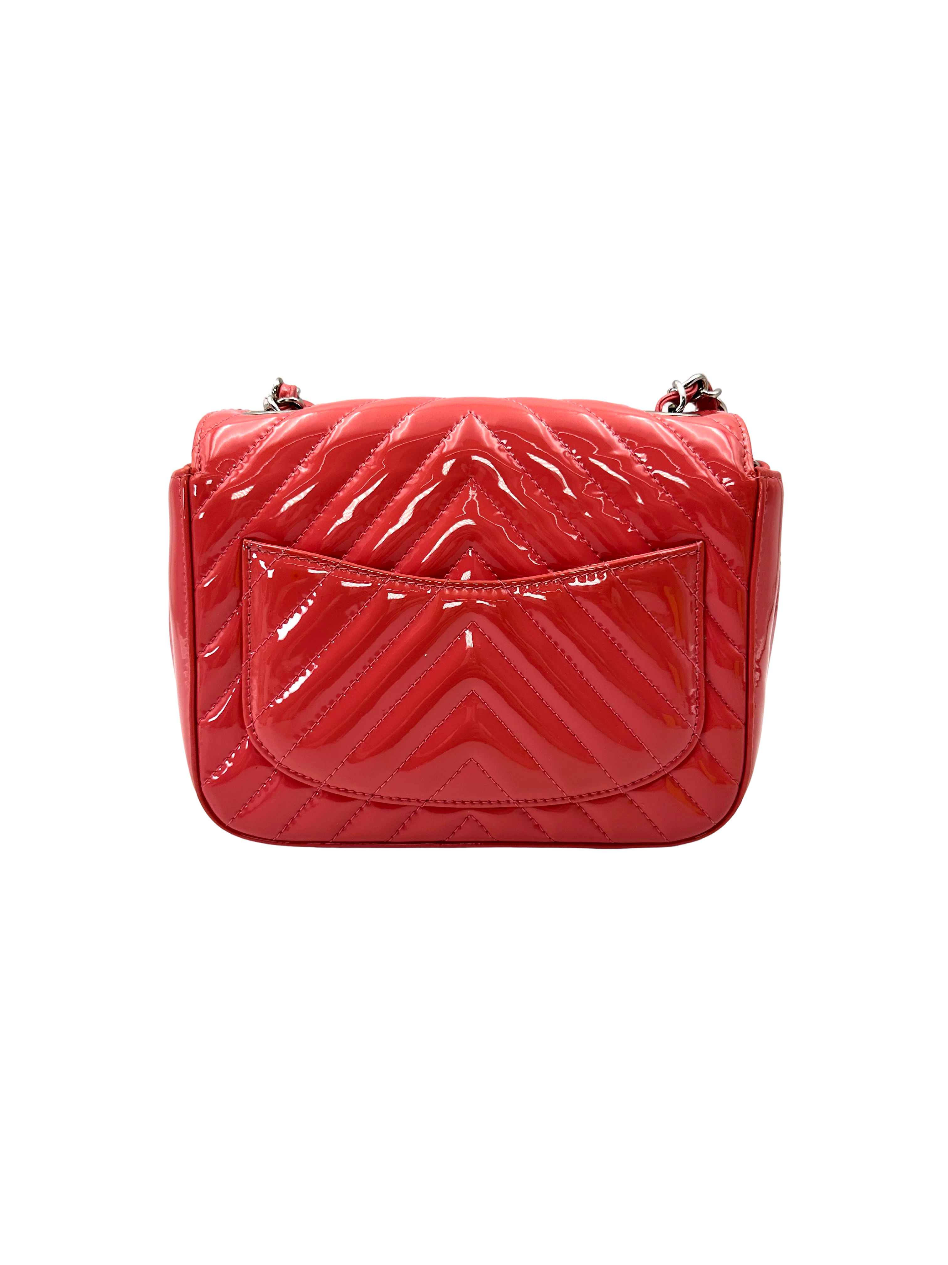Chanel Classic Flap Pink Chevron Quilted Patent Leather Mini Shoulder Bag(23***83) CC2460