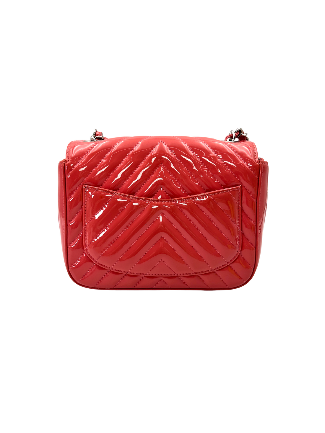 Chanel Classic Flap Pink Chevron Quilted Patent Leather Mini Shoulder Bag(23***83) CC2460