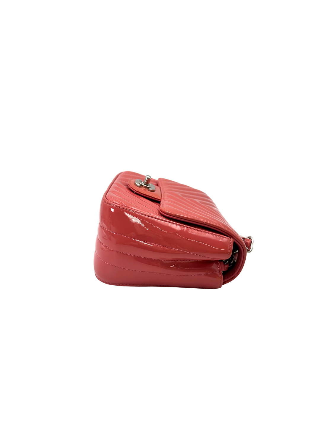 Chanel Classic Flap Pink Chevron Quilted Patent Leather Mini Shoulder Bag(23***83) CC2460