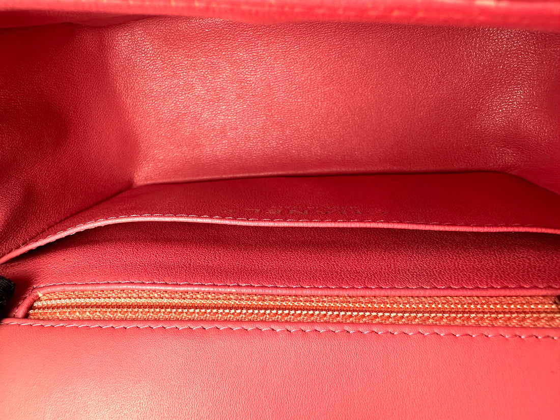 Chanel Classic Flap Pink Chevron Quilted Patent Leather Mini Shoulder Bag(23***83) CC2460