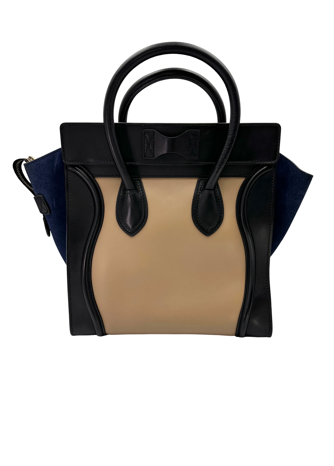 Celine Luggage Black/Blue Leather Large Size Handle Bag CE185