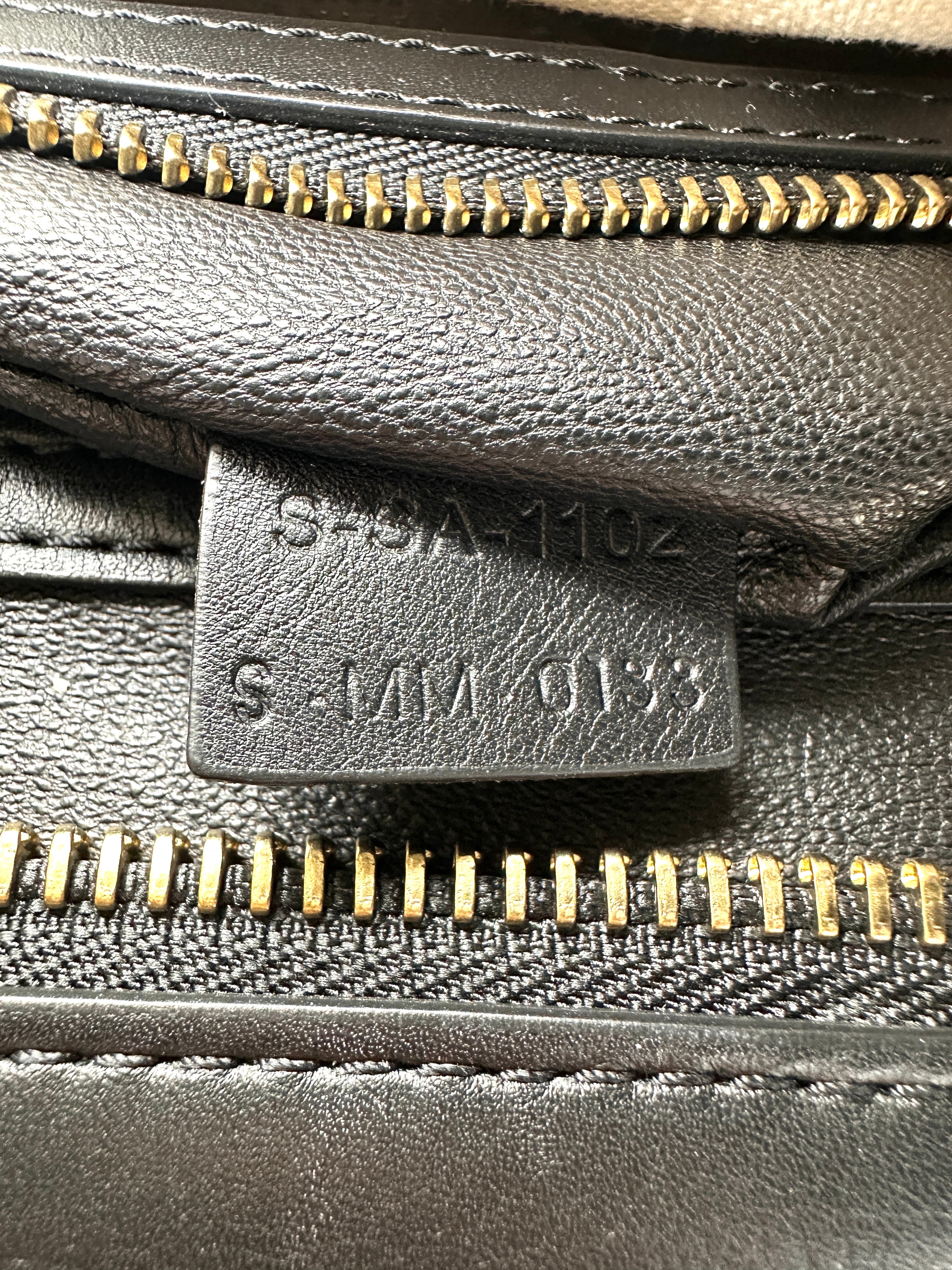 Celine Luggage Black/Blue Leather Large Size Handle Bag CE185