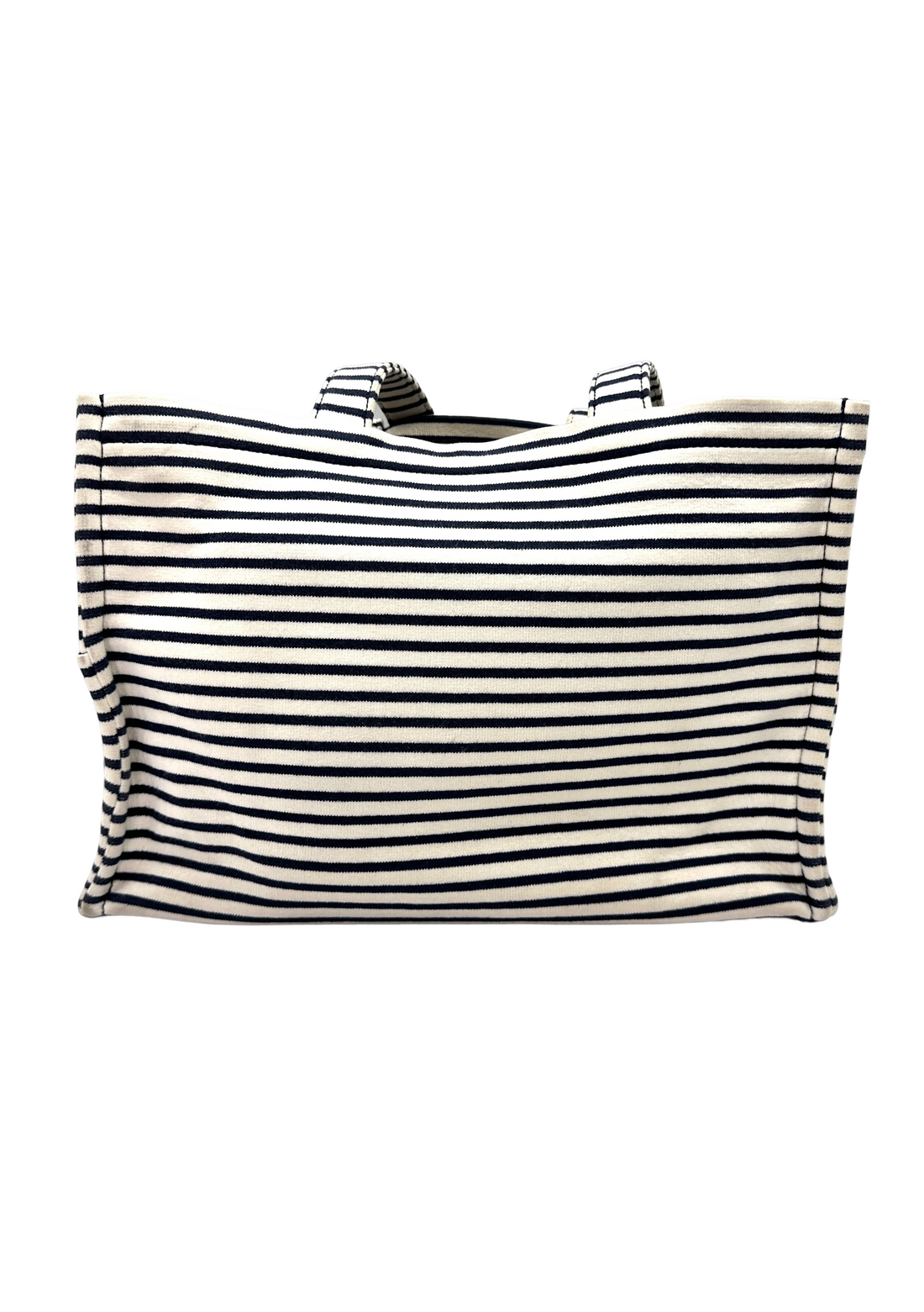 Celine White/Black Cabas Thais Striped Canvas Tote Bag CE184