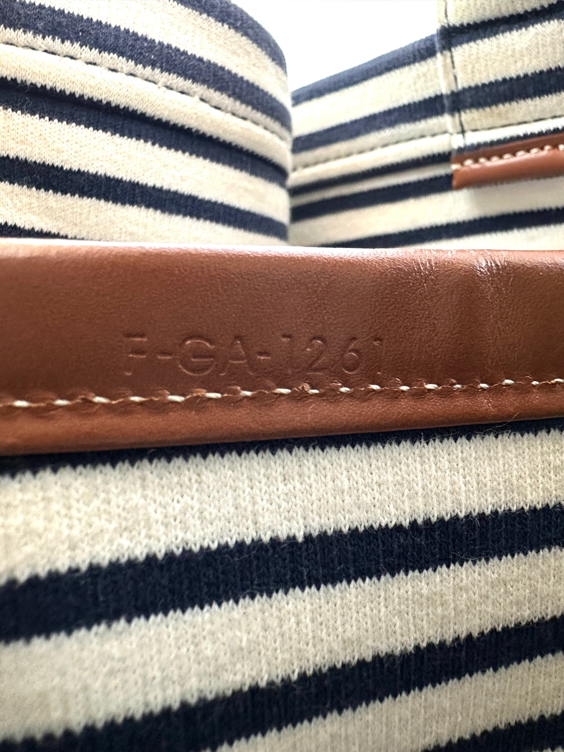 Celine White/Black Cabas Thais Striped Canvas Tote Bag CE184