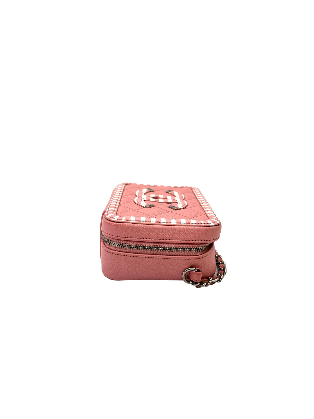 Chanel Filigree Pink/White Quilted Leather Vanity Case(27***66) CC2450