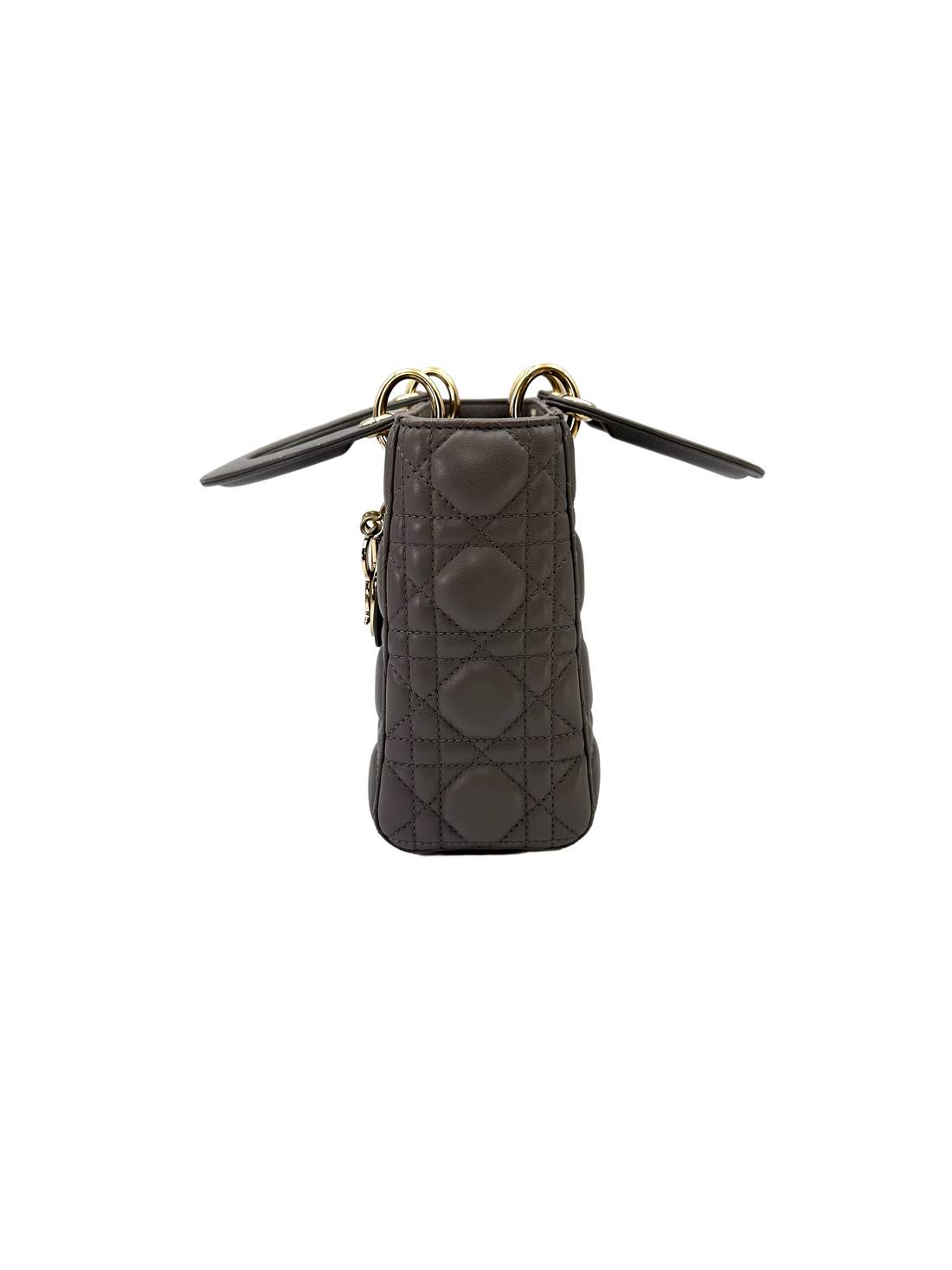 Christian Dior Lady Dior Grey Cannage Leather Handle Bag DR875