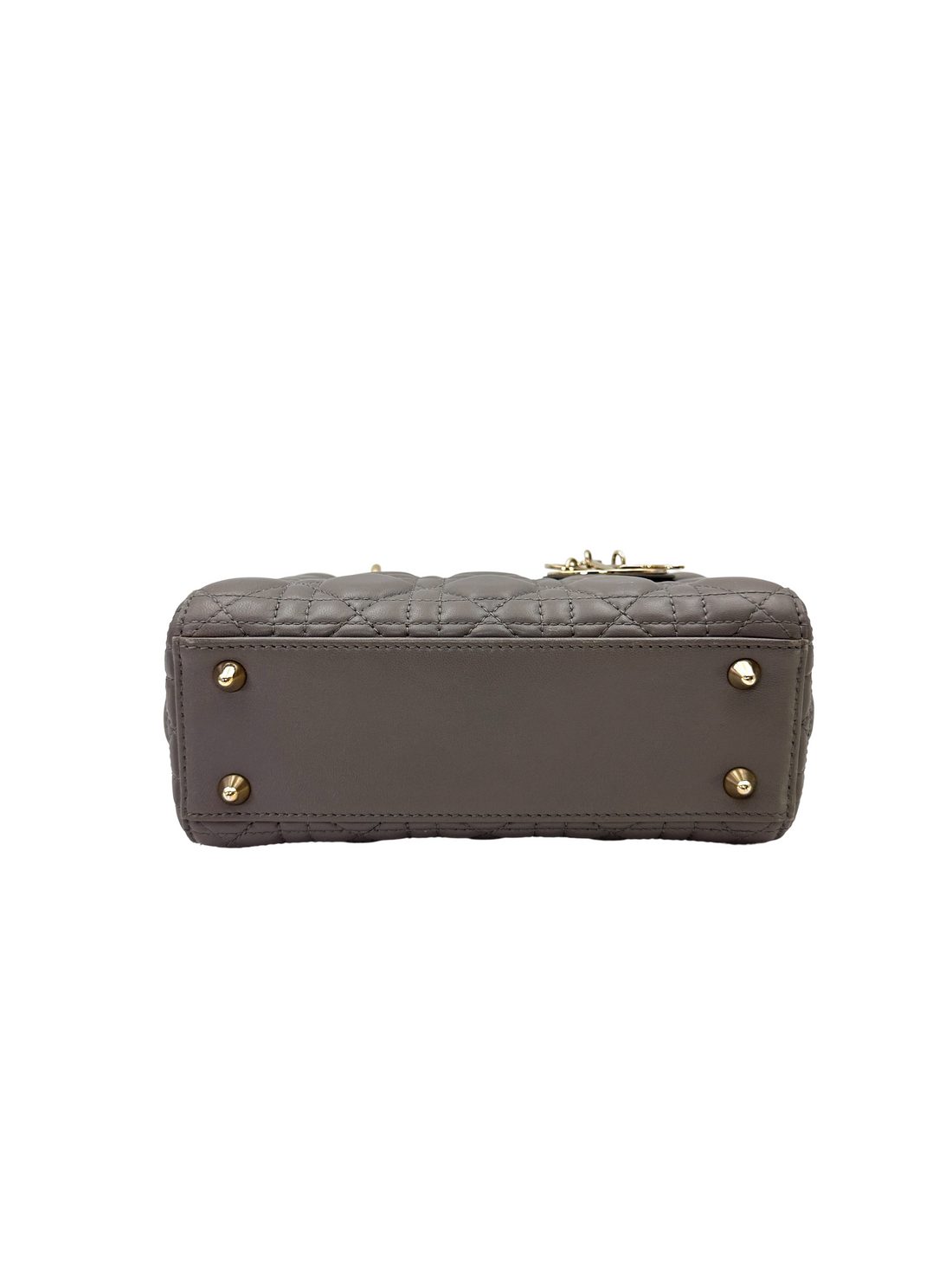 Christian Dior Lady Dior Grey Cannage Leather Handle Bag DR875