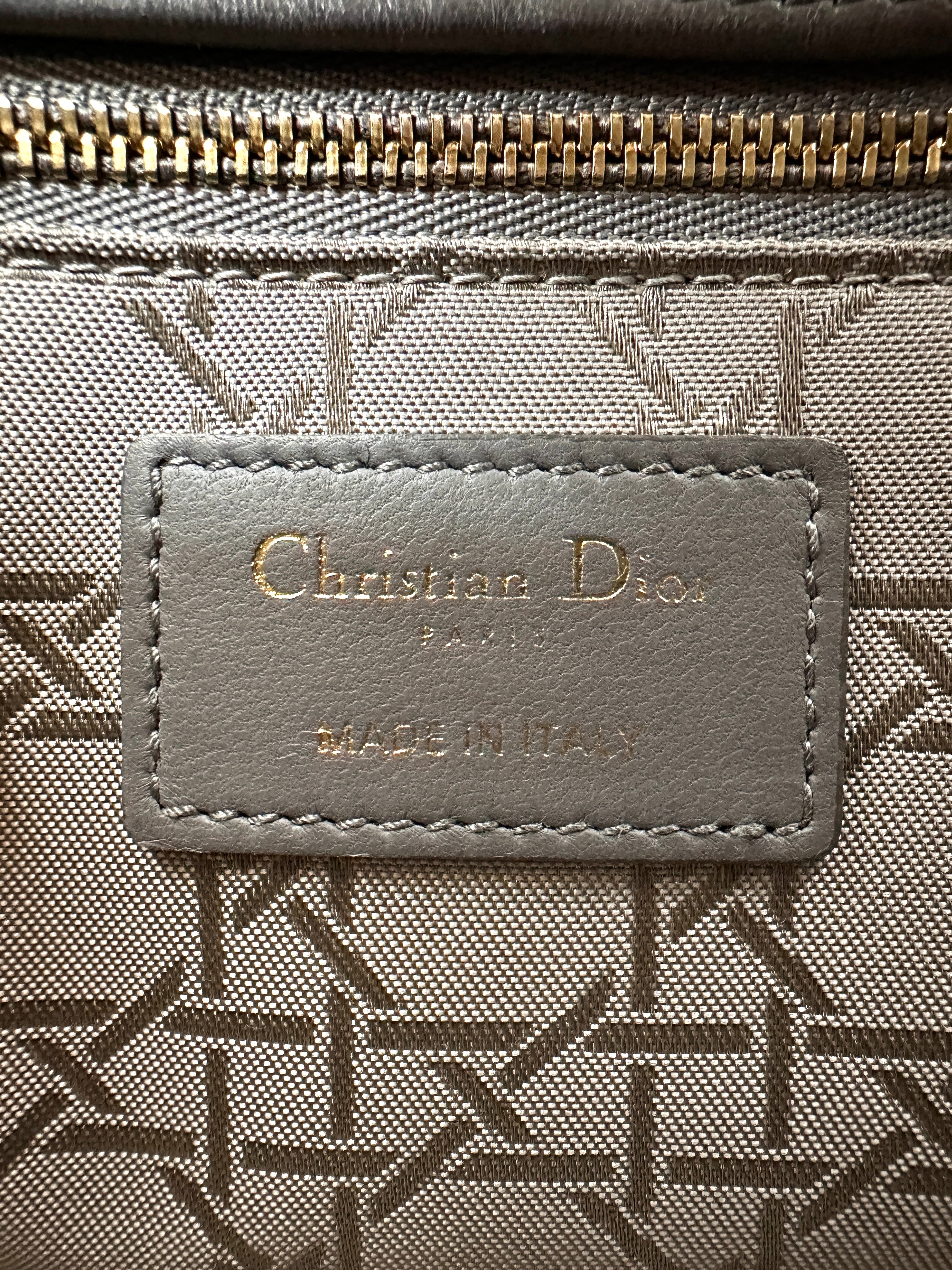 Christian Dior Lady Dior Grey Cannage Leather Handle Bag DR875
