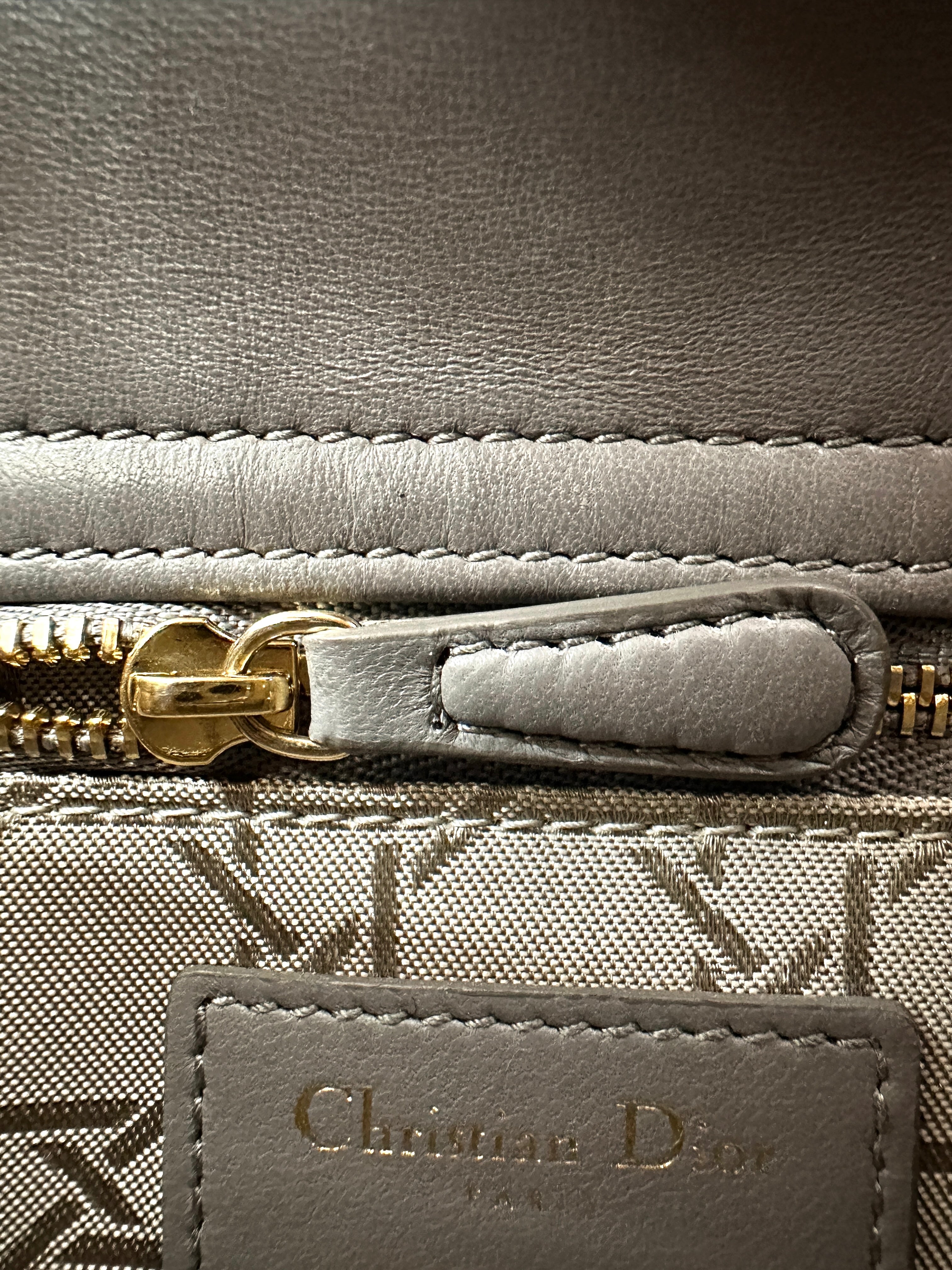 Christian Dior Lady Dior Grey Cannage Leather Handle Bag DR875