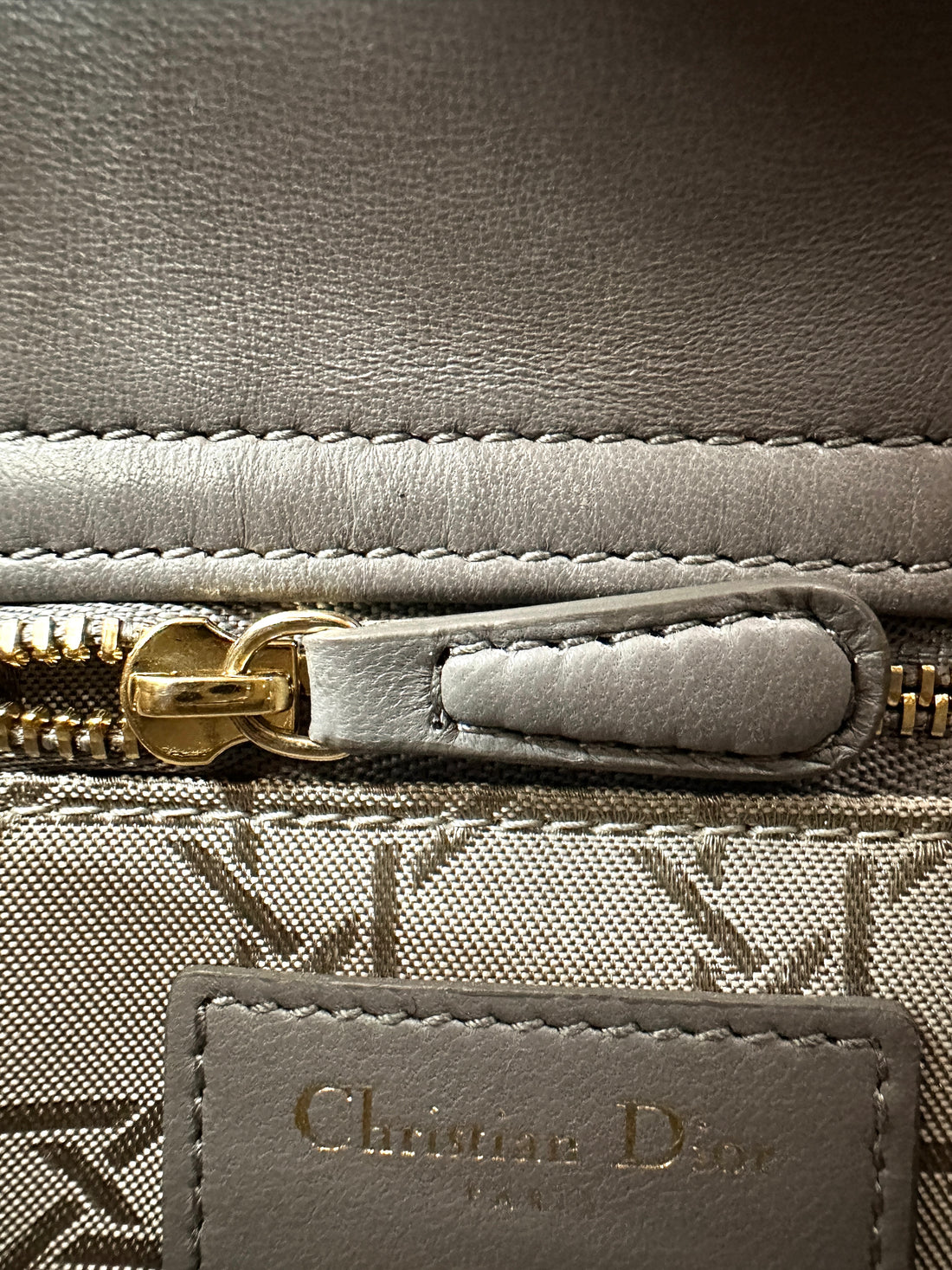 Christian Dior Lady Dior Grey Cannage Leather Handle Bag DR875