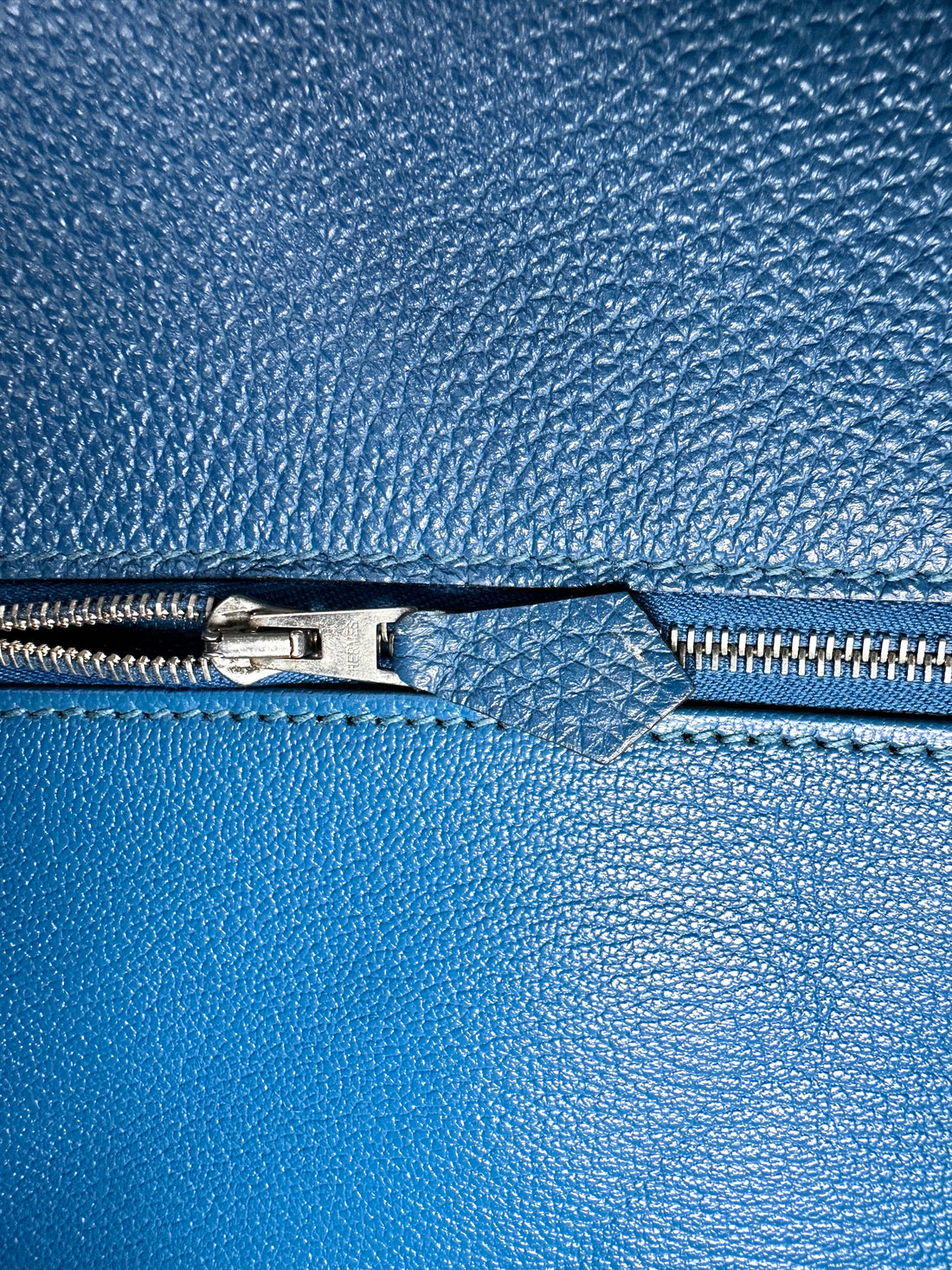 Hermes Kelly32 Blue Leather Top Handle Bag With Silver Hardware HR143