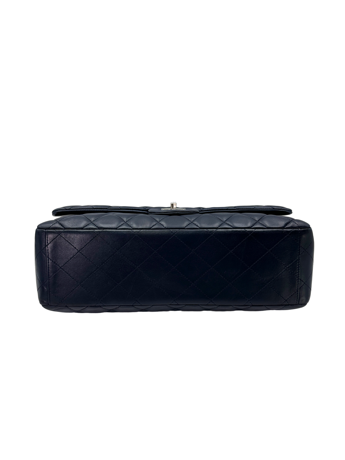 Chanel Classic Flap Navy Quilted Lambskin Maxi Shoulder Bag With Silver Hardware(13***89) CC2449