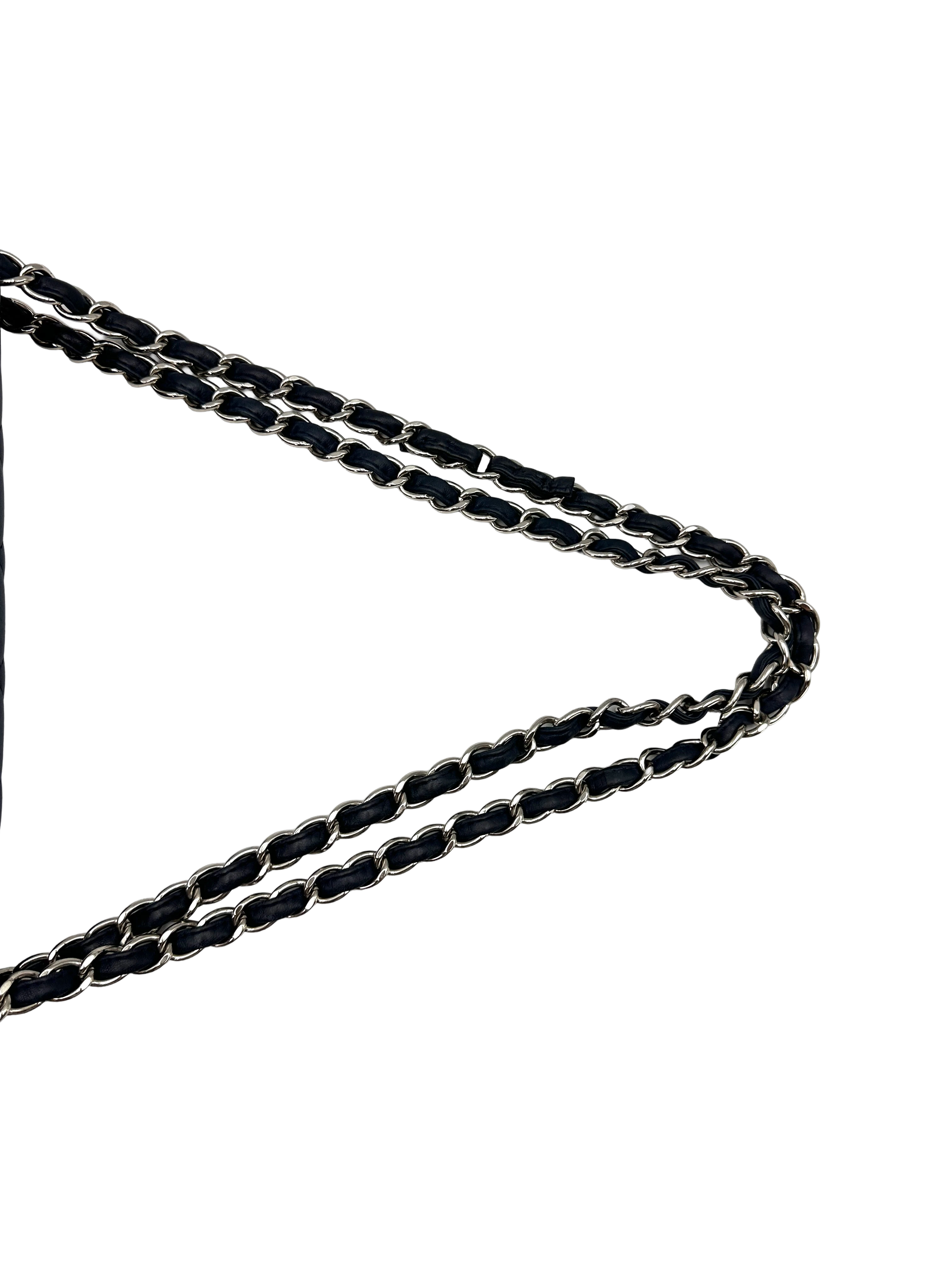 Chanel Classic Flap Navy Quilted Lambskin Maxi Shoulder Bag With Silver Hardware(13***89) CC2449