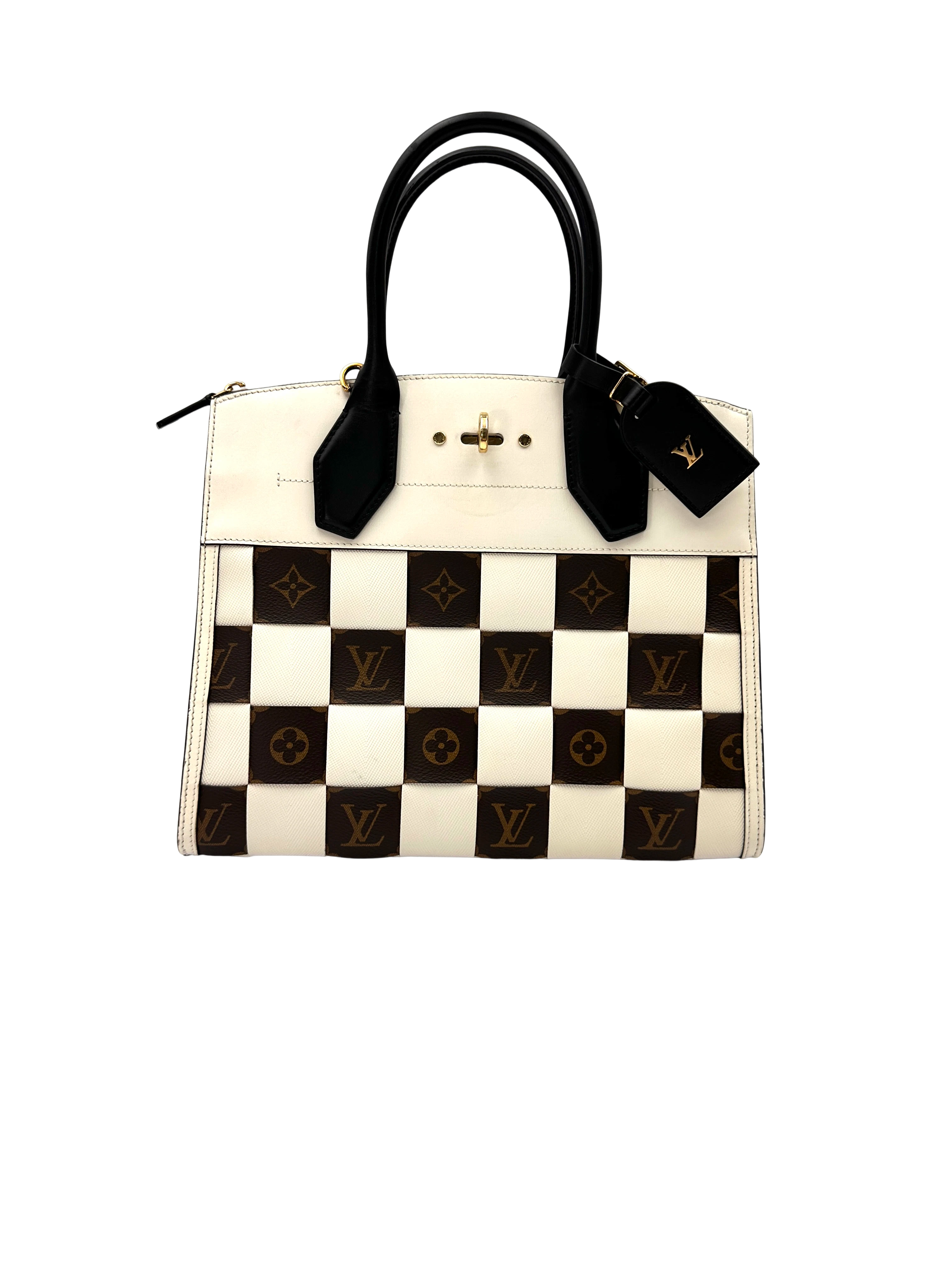 Louis Vuitton City Steamer Damier Tressage Leather Handle Bag LV3223