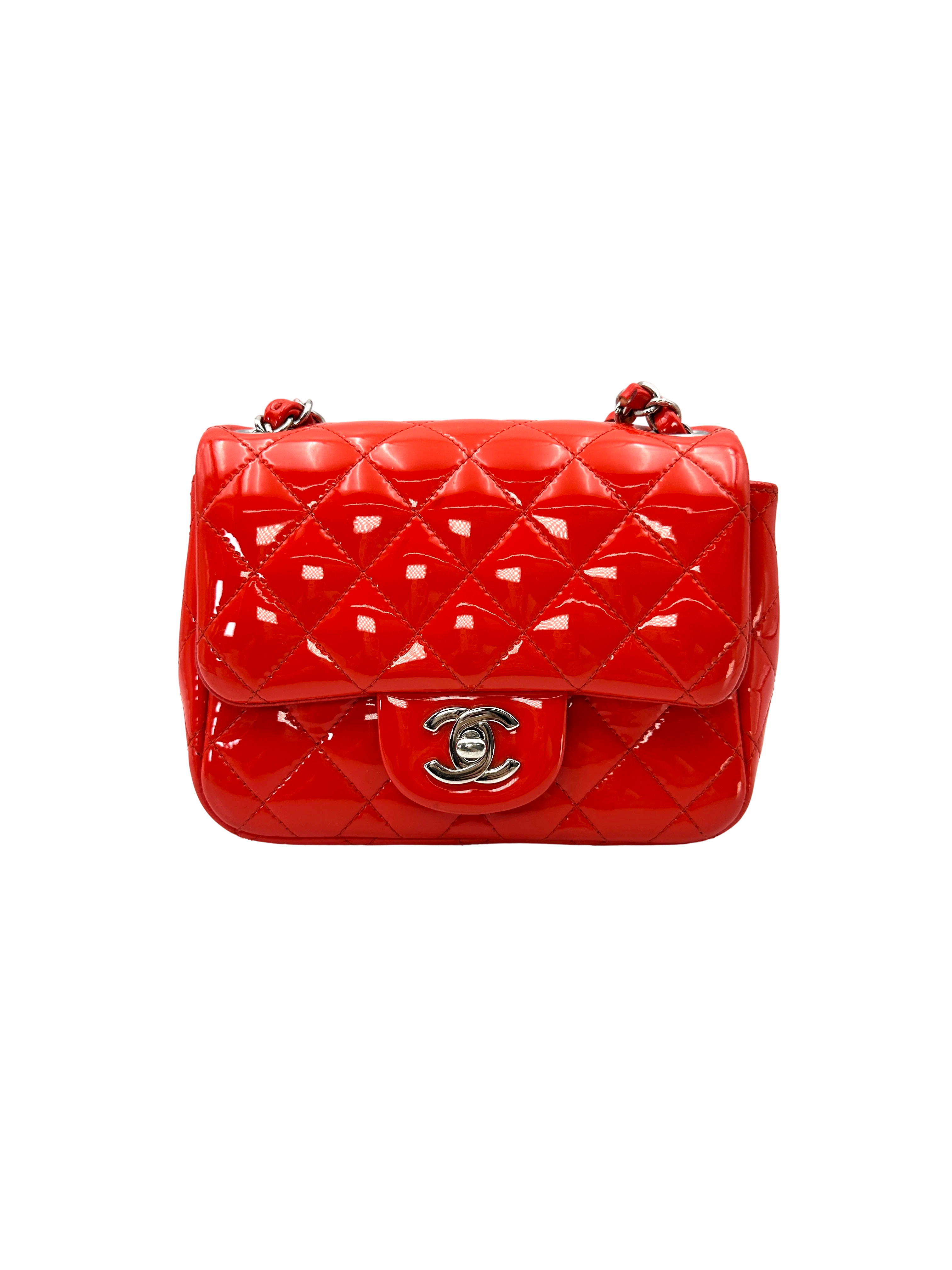 Chanel Classic Flap Red Quilted Patent Leather Mini Shoulder Bag(23***57) CC2458