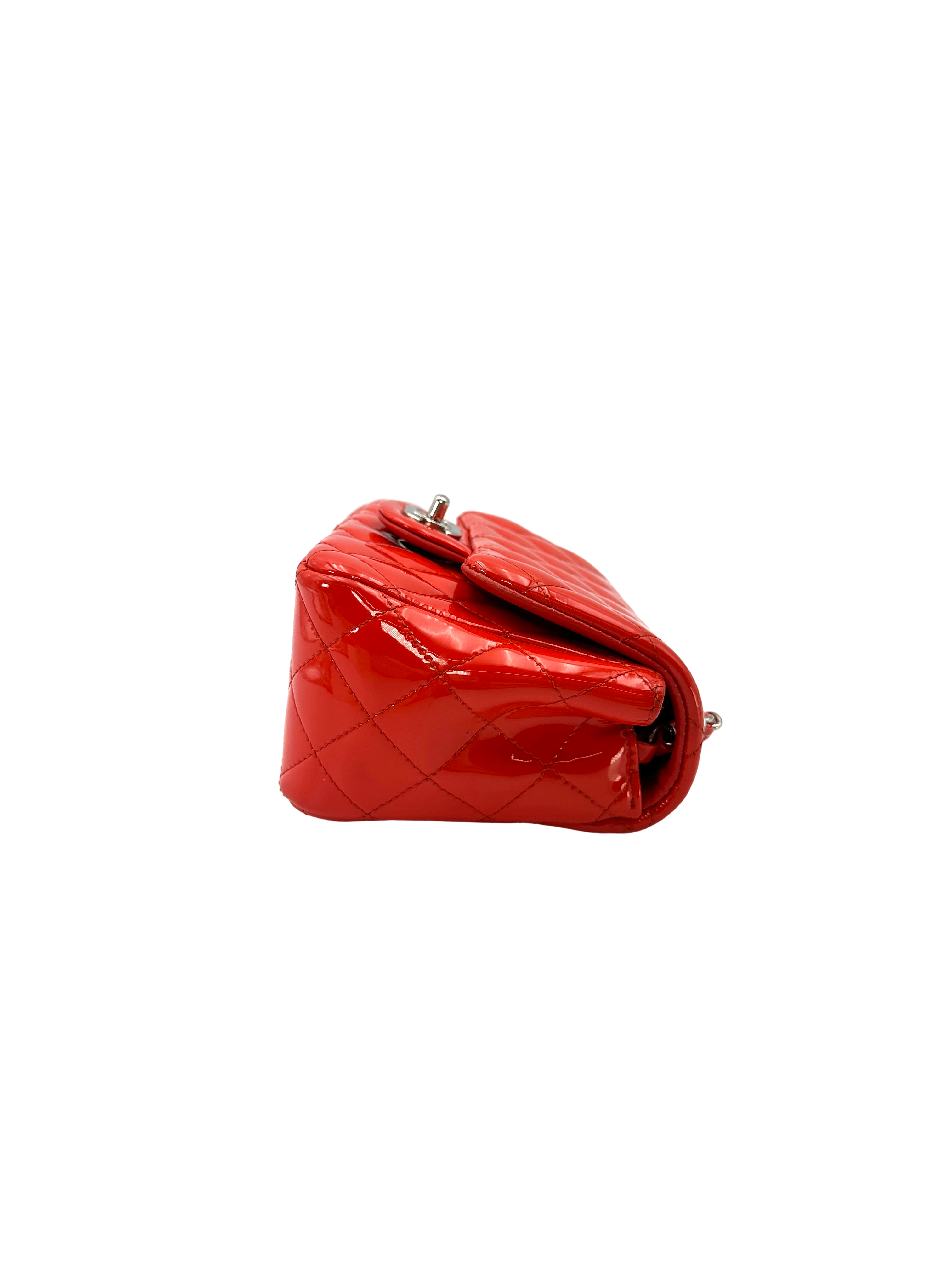 Chanel Classic Flap Red Quilted Patent Leather Mini Shoulder Bag(23***57) CC2458