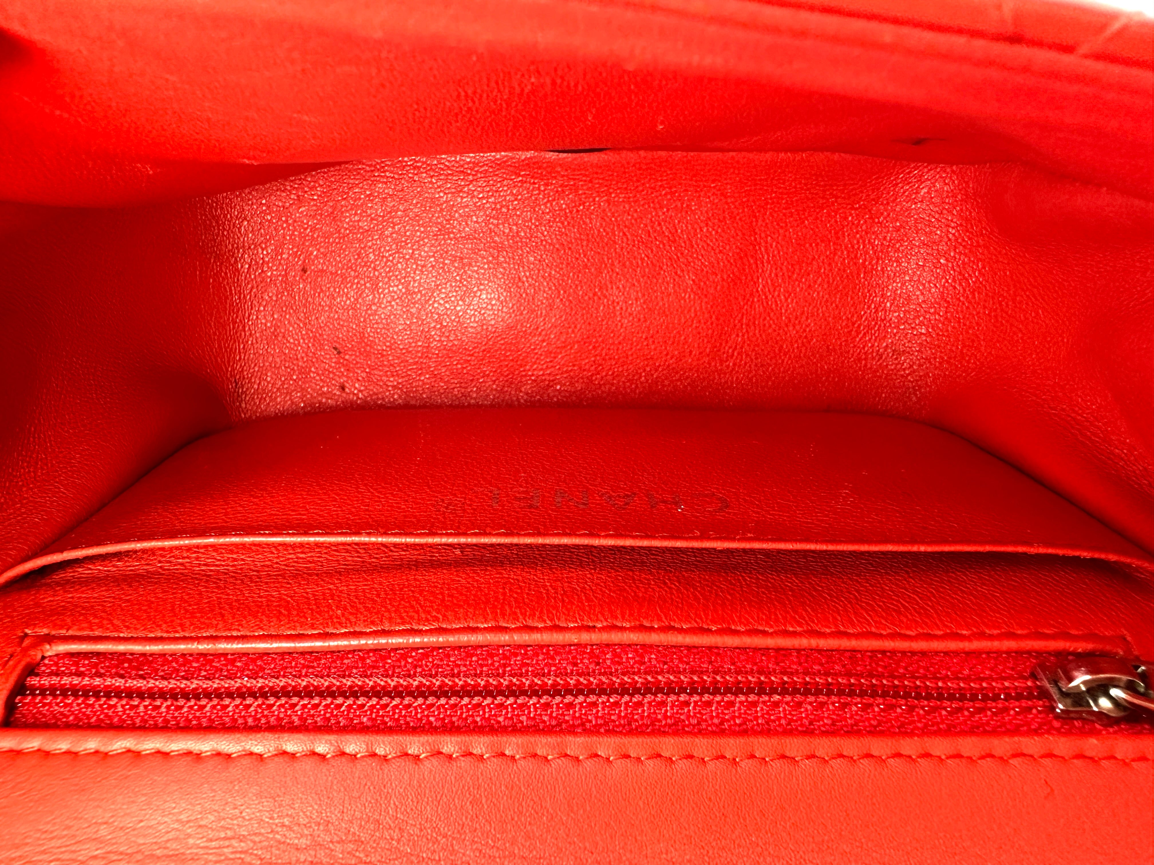 Chanel Classic Flap Red Quilted Patent Leather Mini Shoulder Bag(23***57) CC2458