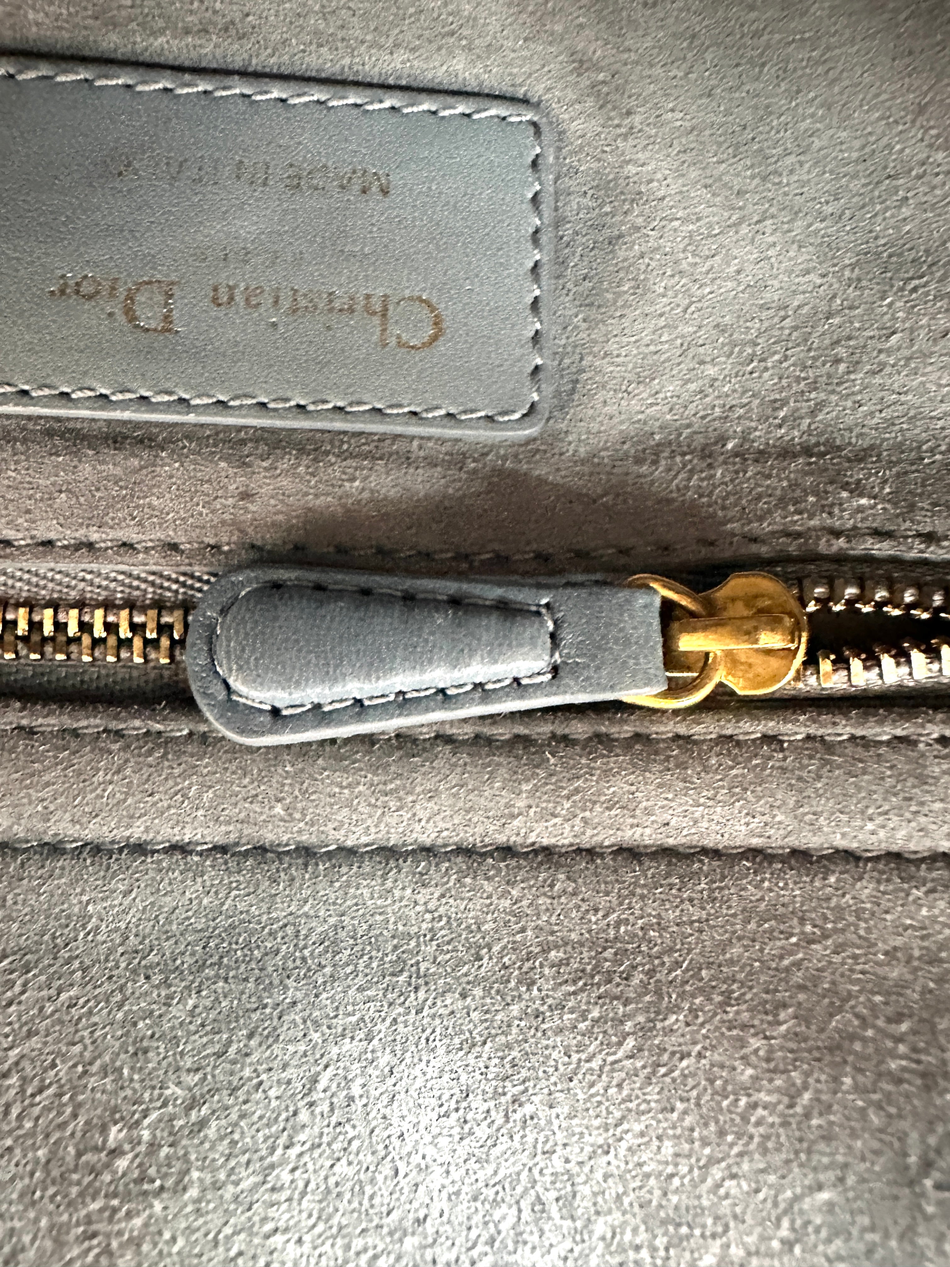 Christian Dior Lady Dior Blue Cannage Studs Leather Handle Bag DR876