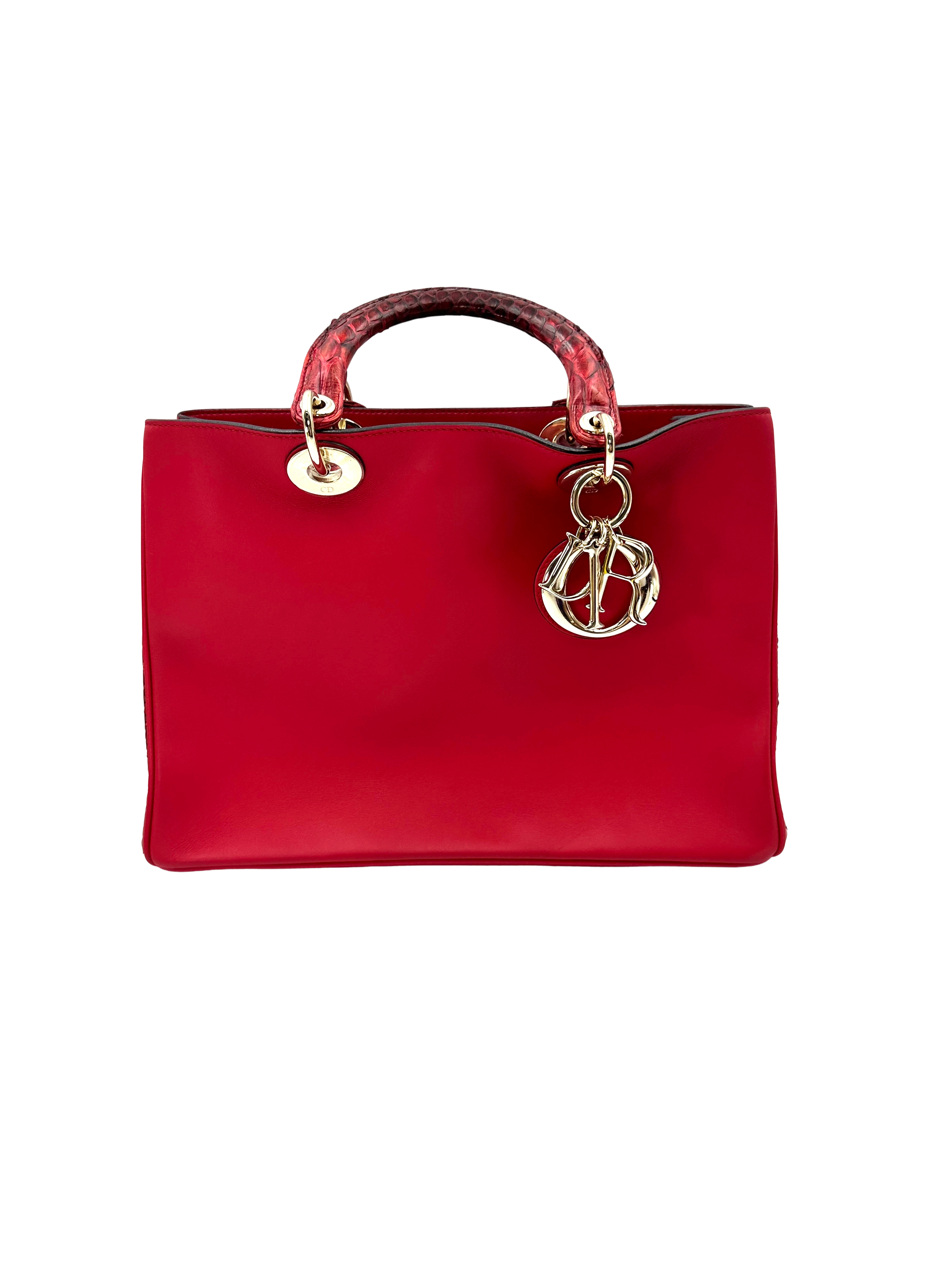 Christian Dior Diorissimo Red Leather Handle Bag DR880