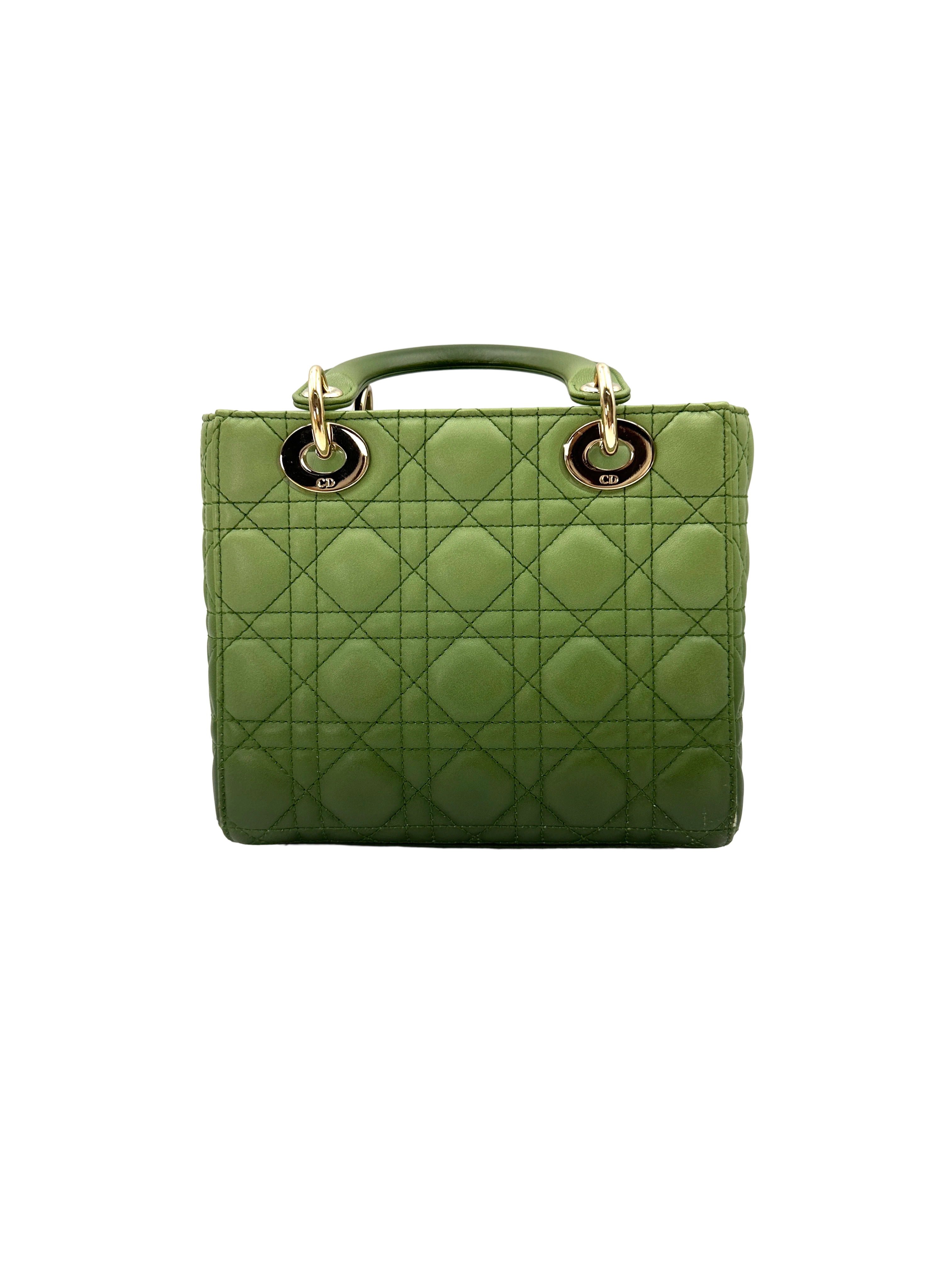 Christian Dior Lady Dior Ombre Green Cannage Leather Handle Bag DR877