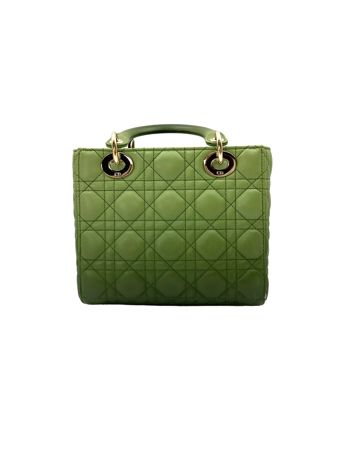 Christian Dior Lady Dior Ombre Green Cannage Leather Handle Bag DR877