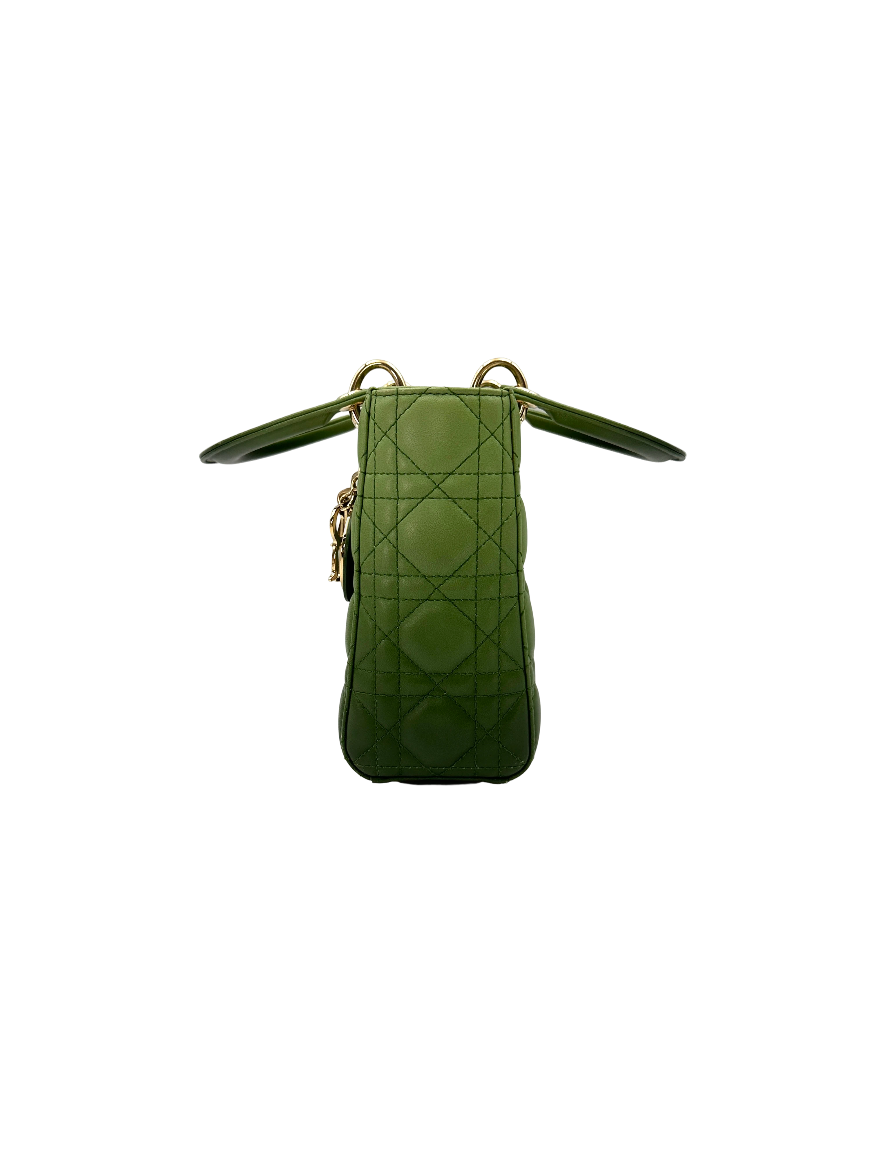 Christian Dior Lady Dior Ombre Green Cannage Leather Handle Bag DR877